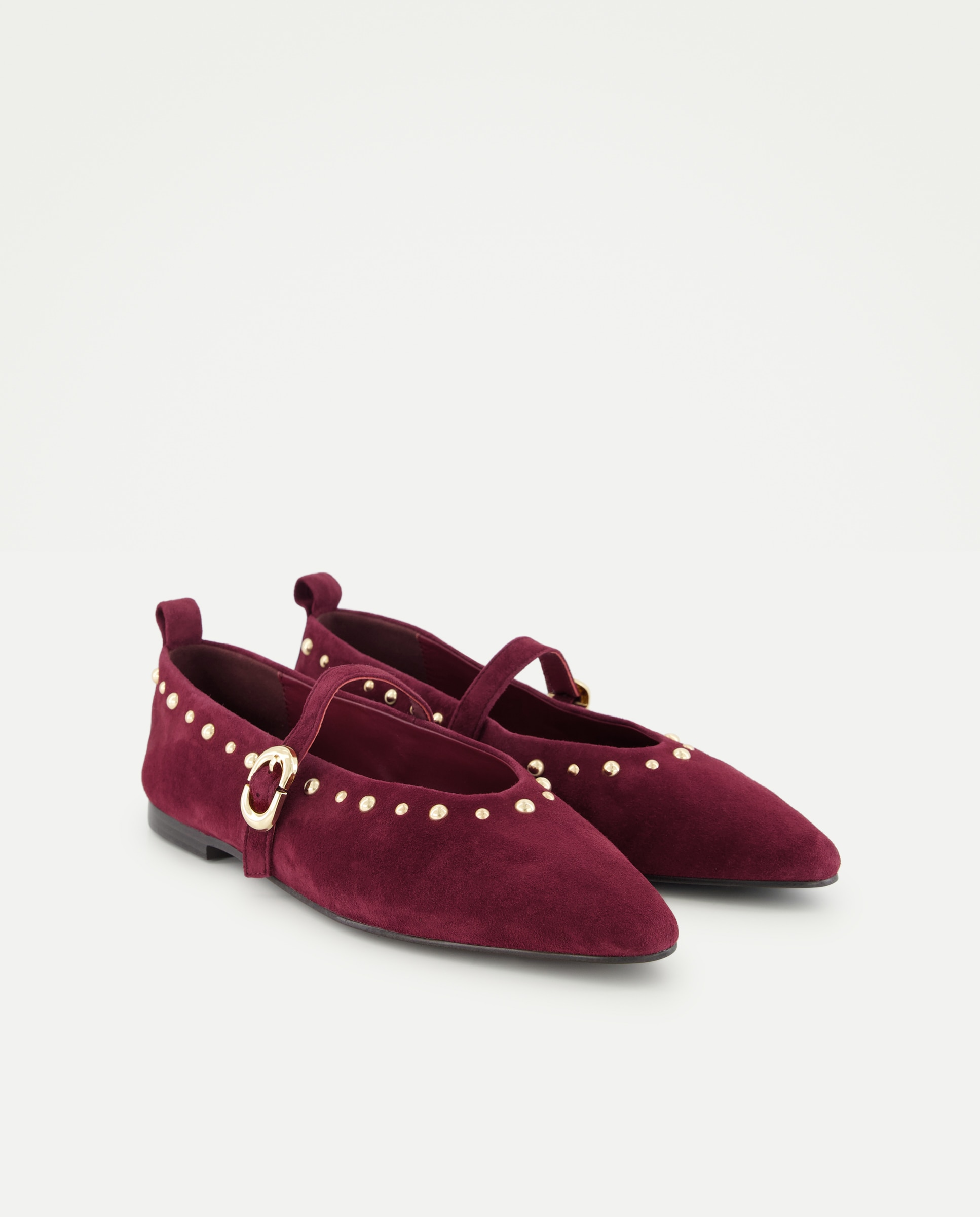 Sapatos Rasos Tipo Sapatos de Presilha com Tachas Bordeaux-2