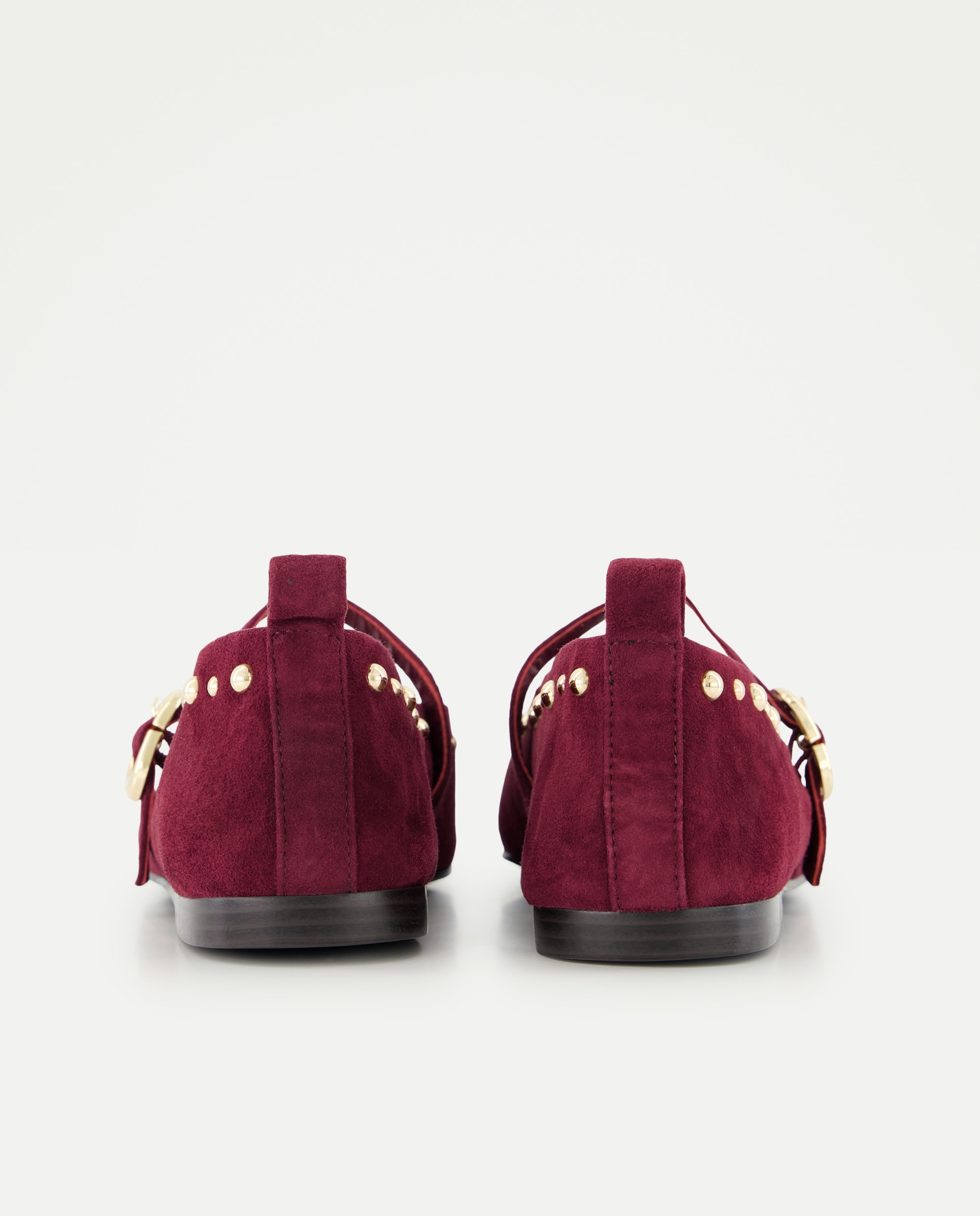 Sapatos Rasos Tipo Sapatos de Presilha com Tachas Bordeaux-3