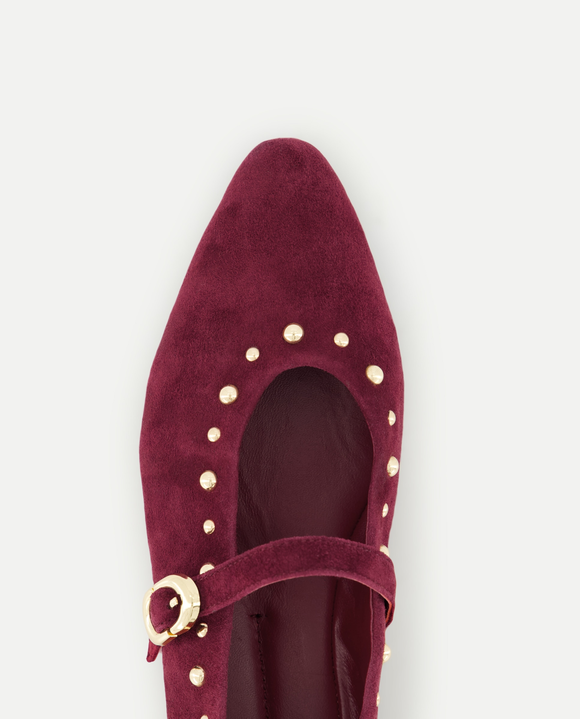 Sapatos Rasos Tipo Sapatos de Presilha com Tachas Bordeaux-4