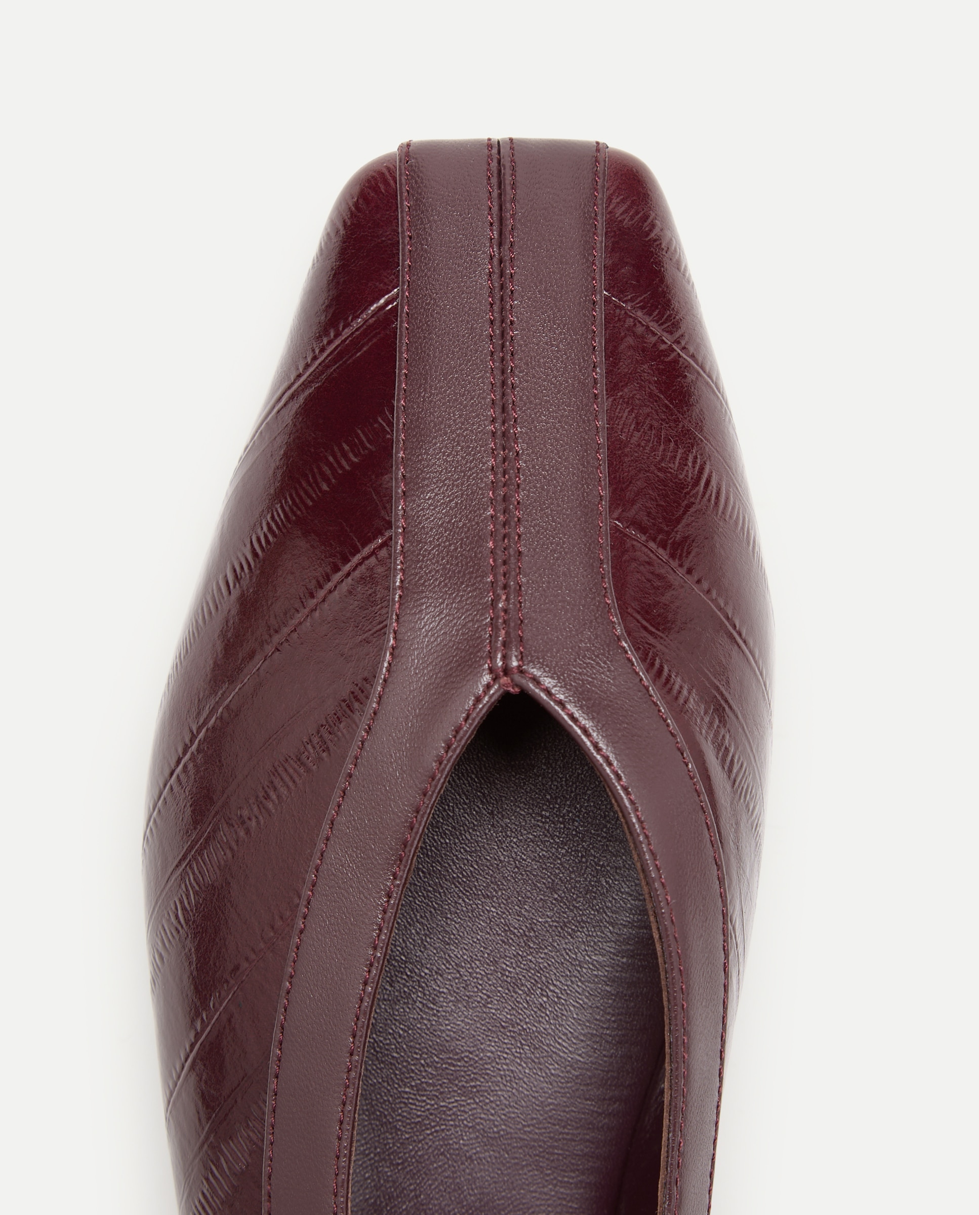 Sapatos Rasos Quadrados Combinados Bordeaux-4