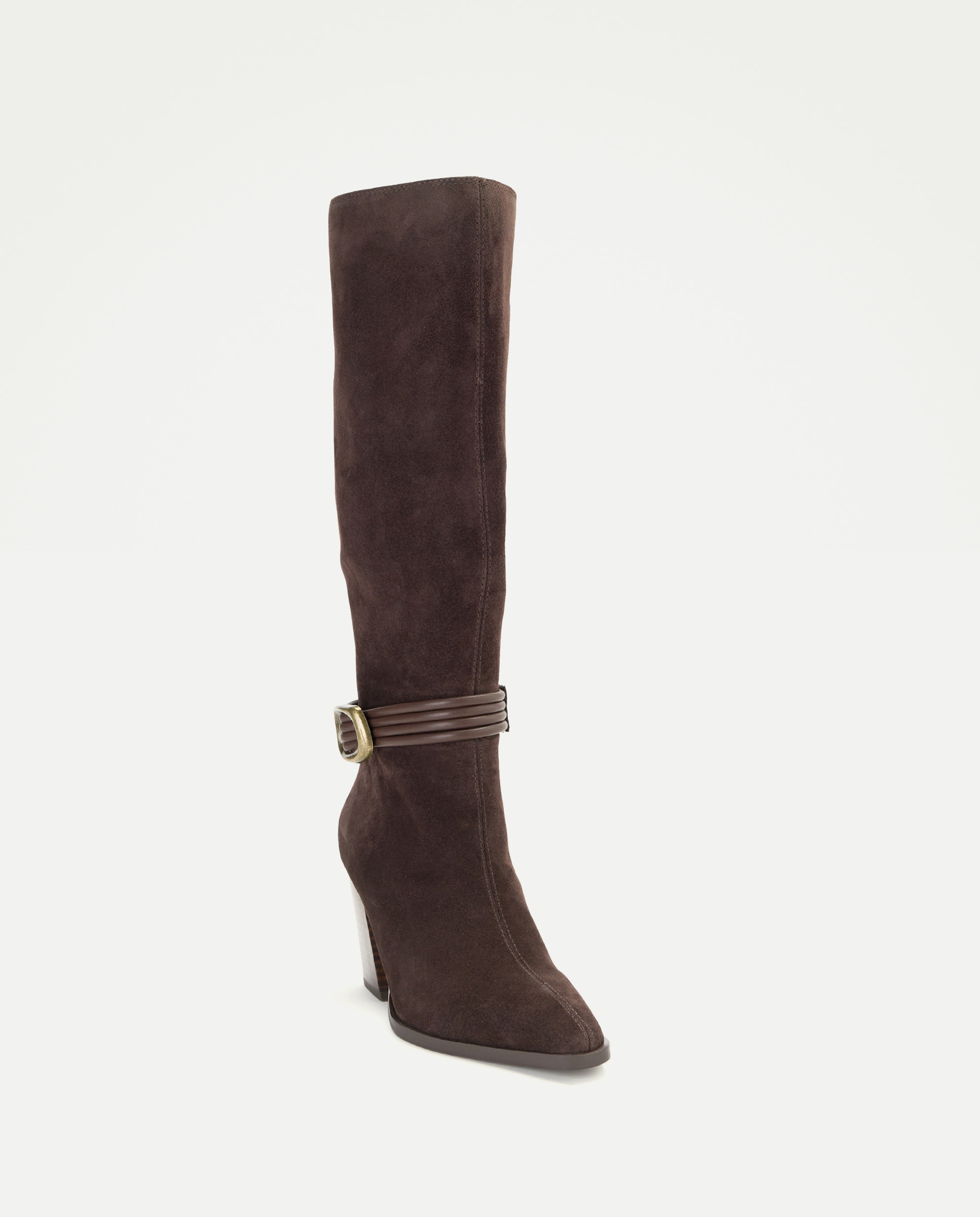Botas de Salto Tipo Cowboy com Adorno Castanho-4