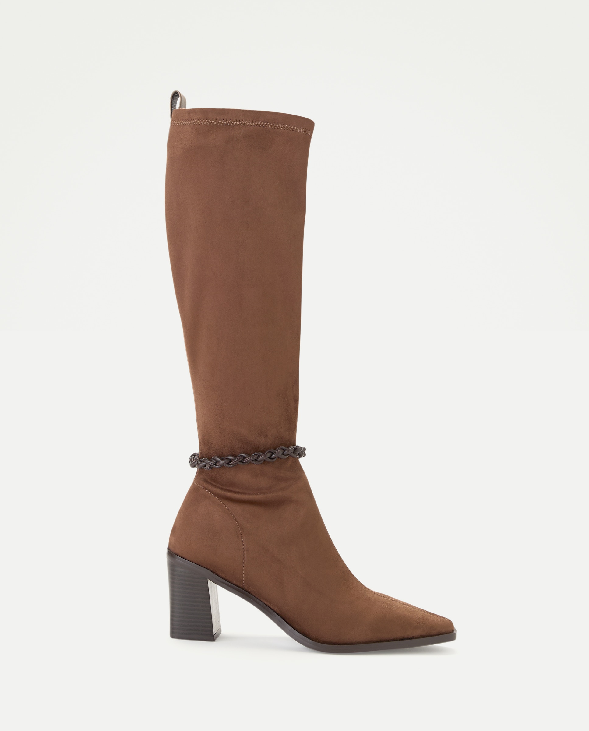 Imagem 0 de Botas Elásticas de Salto Tipo Cowboy com Adorno