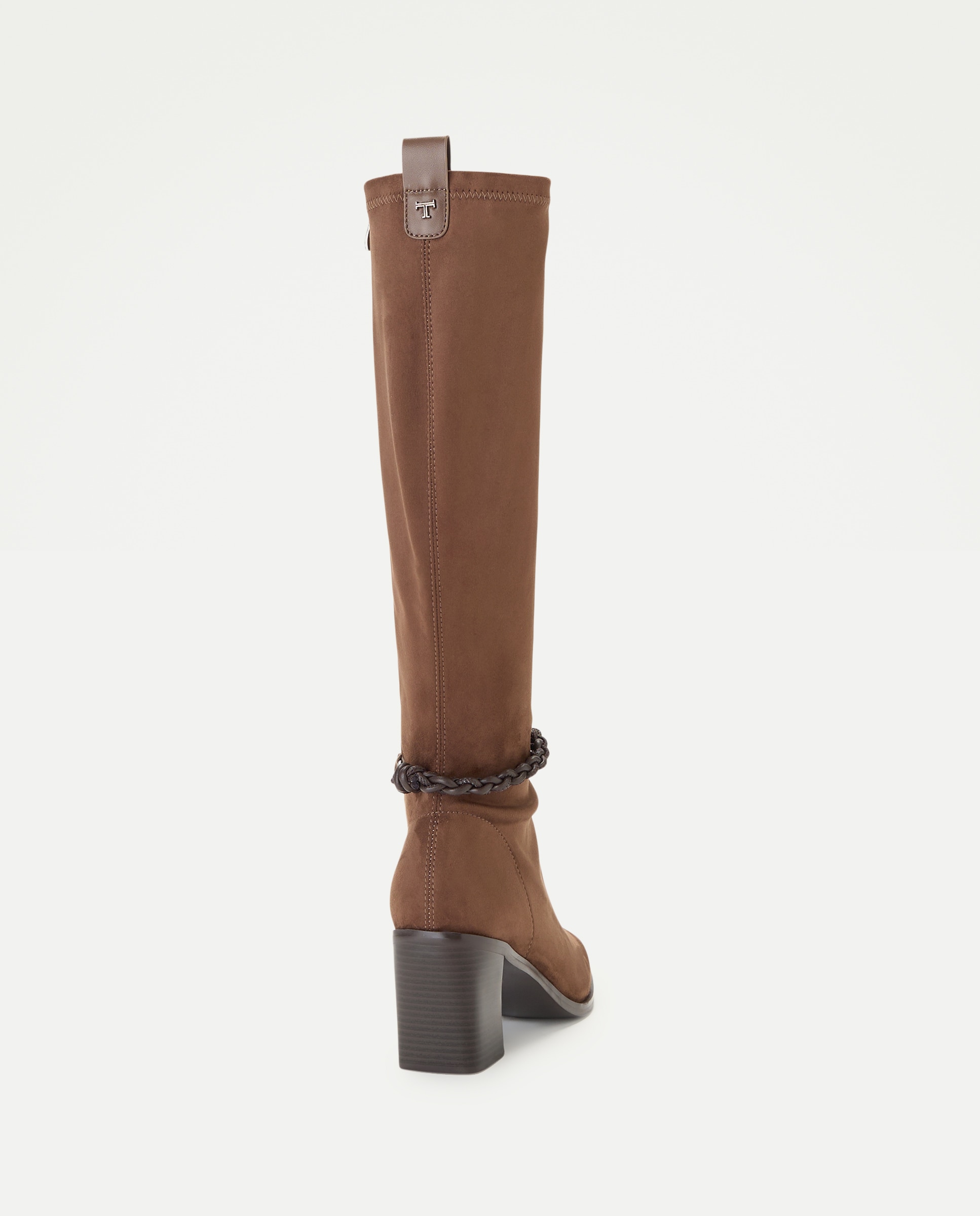 Botas Elásticas de Salto Tipo Cowboy com Adorno 740 Tabaco-3