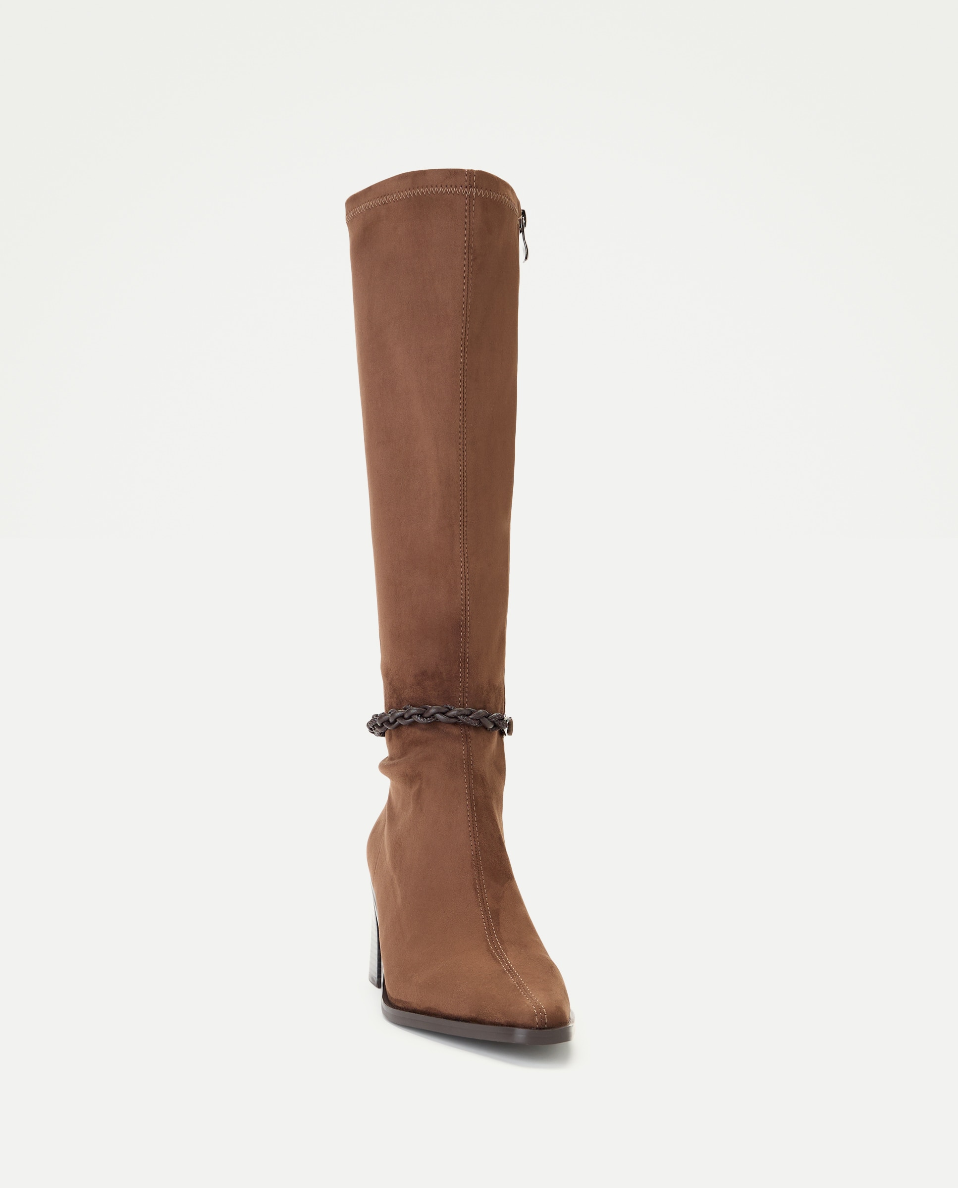 Botas Elásticas de Salto Tipo Cowboy com Adorno 740 Tabaco-4