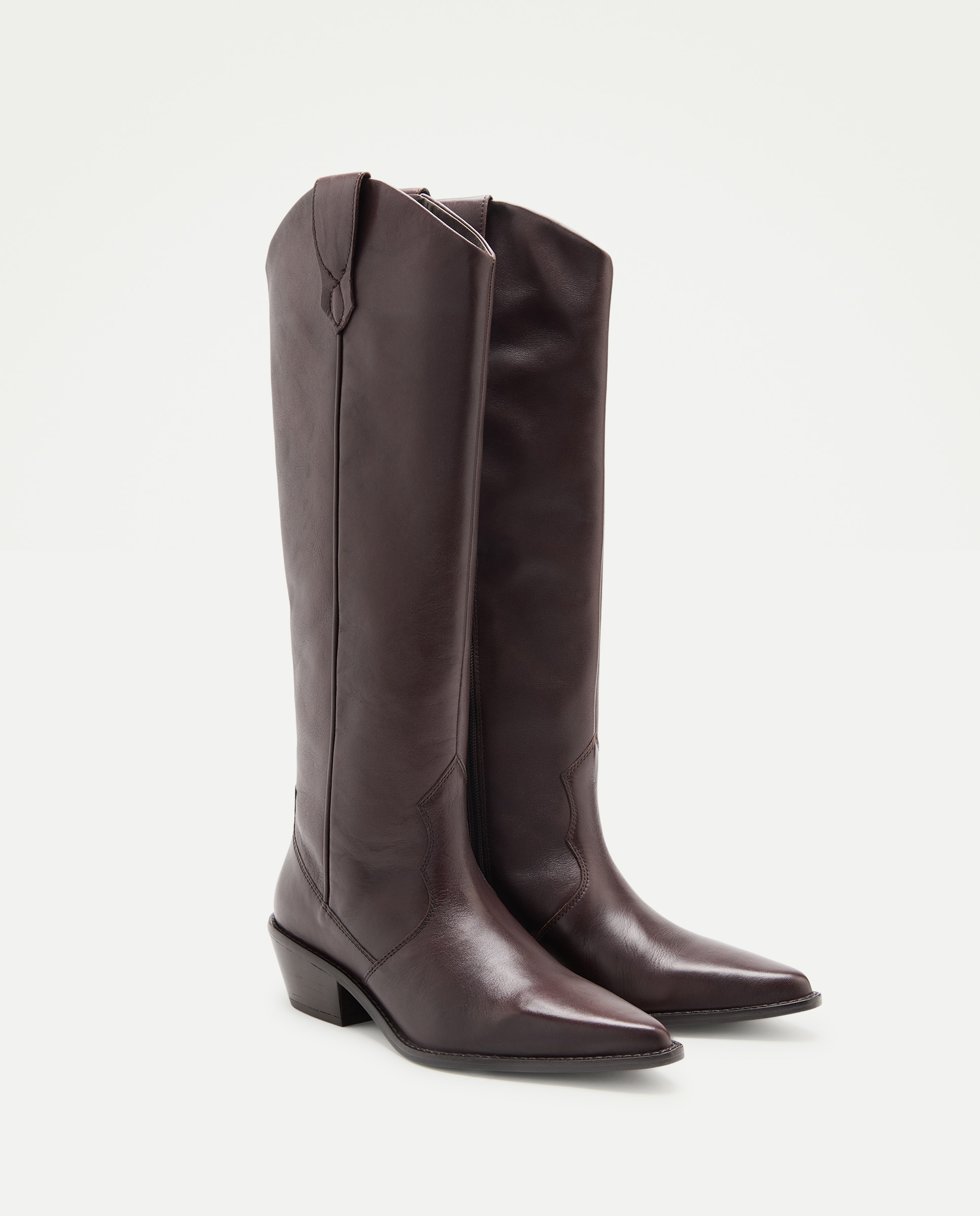 Bota tacón, campera alta piel - Latouche - Marrón Marrón-2