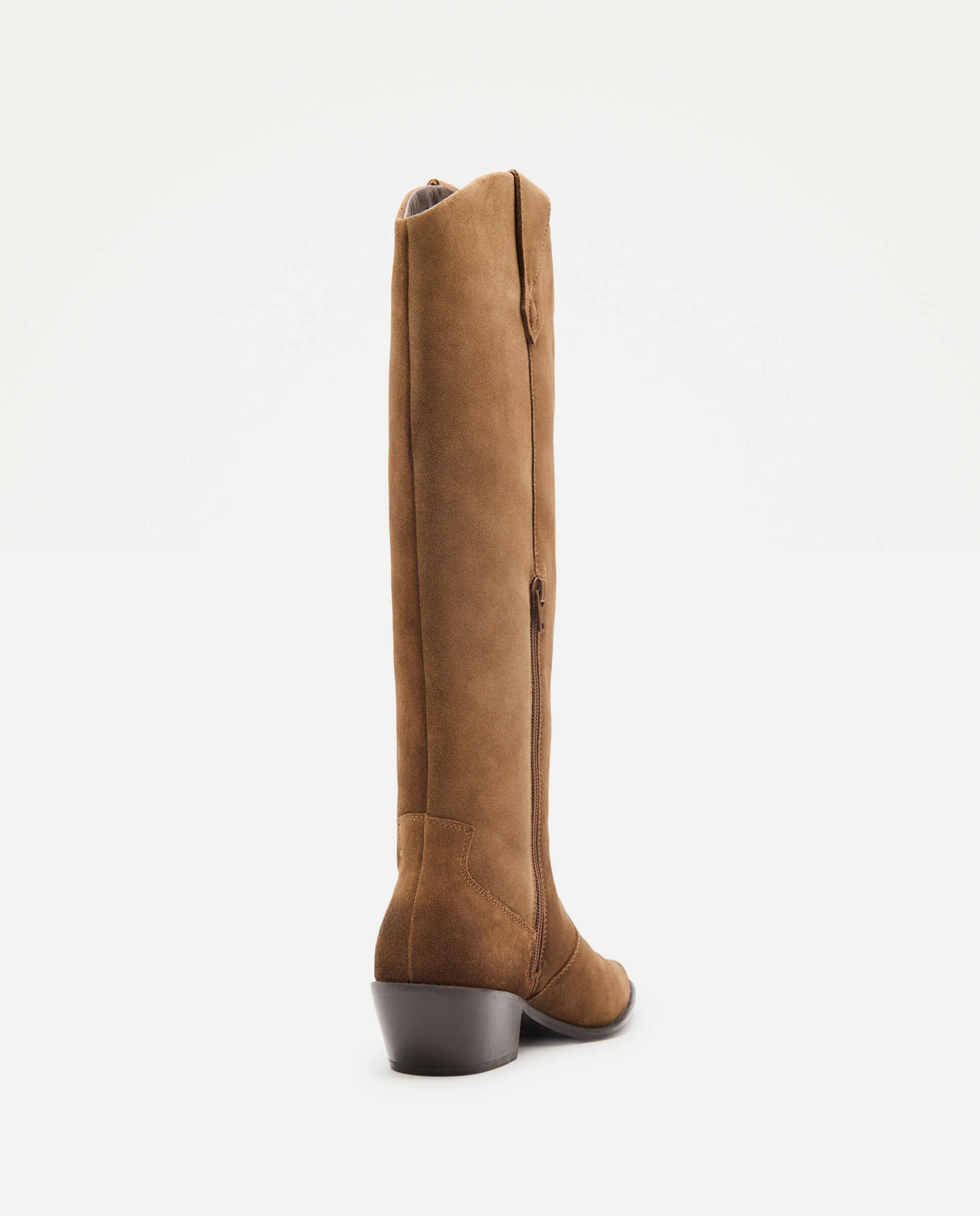 Botas Cowboy Altas em Pele com Salto 730 Camel-3