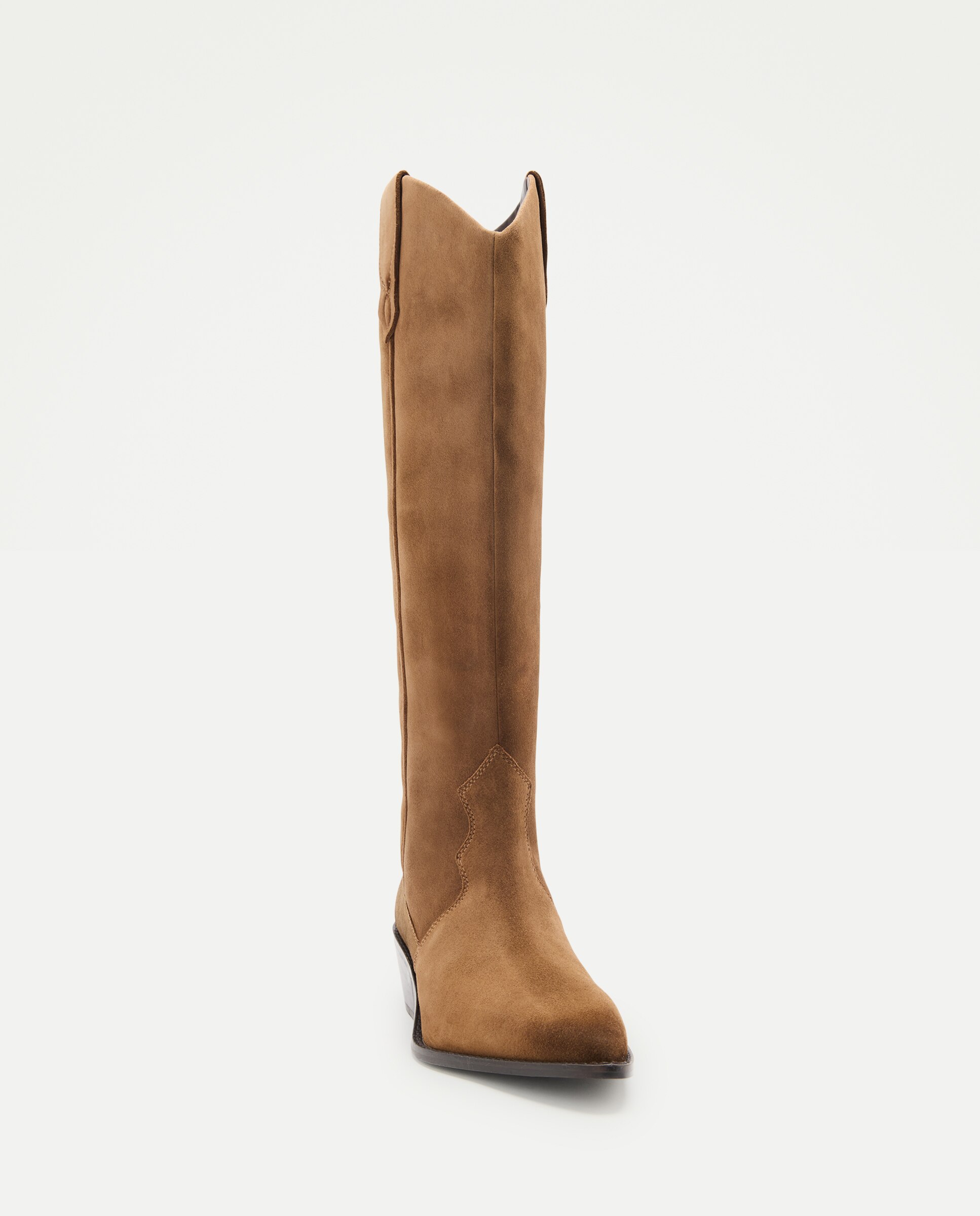 Botas Cowboy Altas em Pele com Salto 730 Camel-4