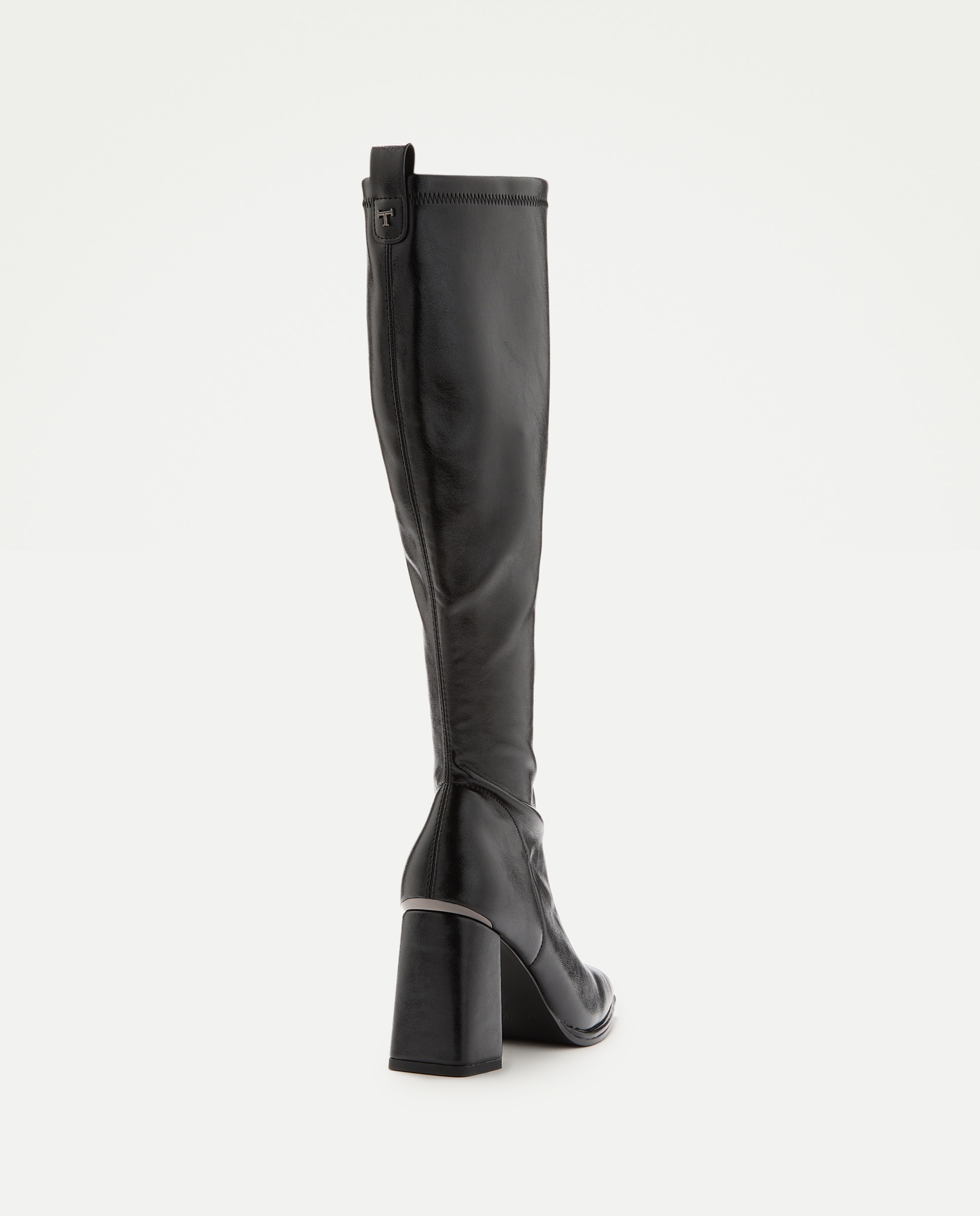 Botas de Salto Elásticas com Salto Alto Preto-3
