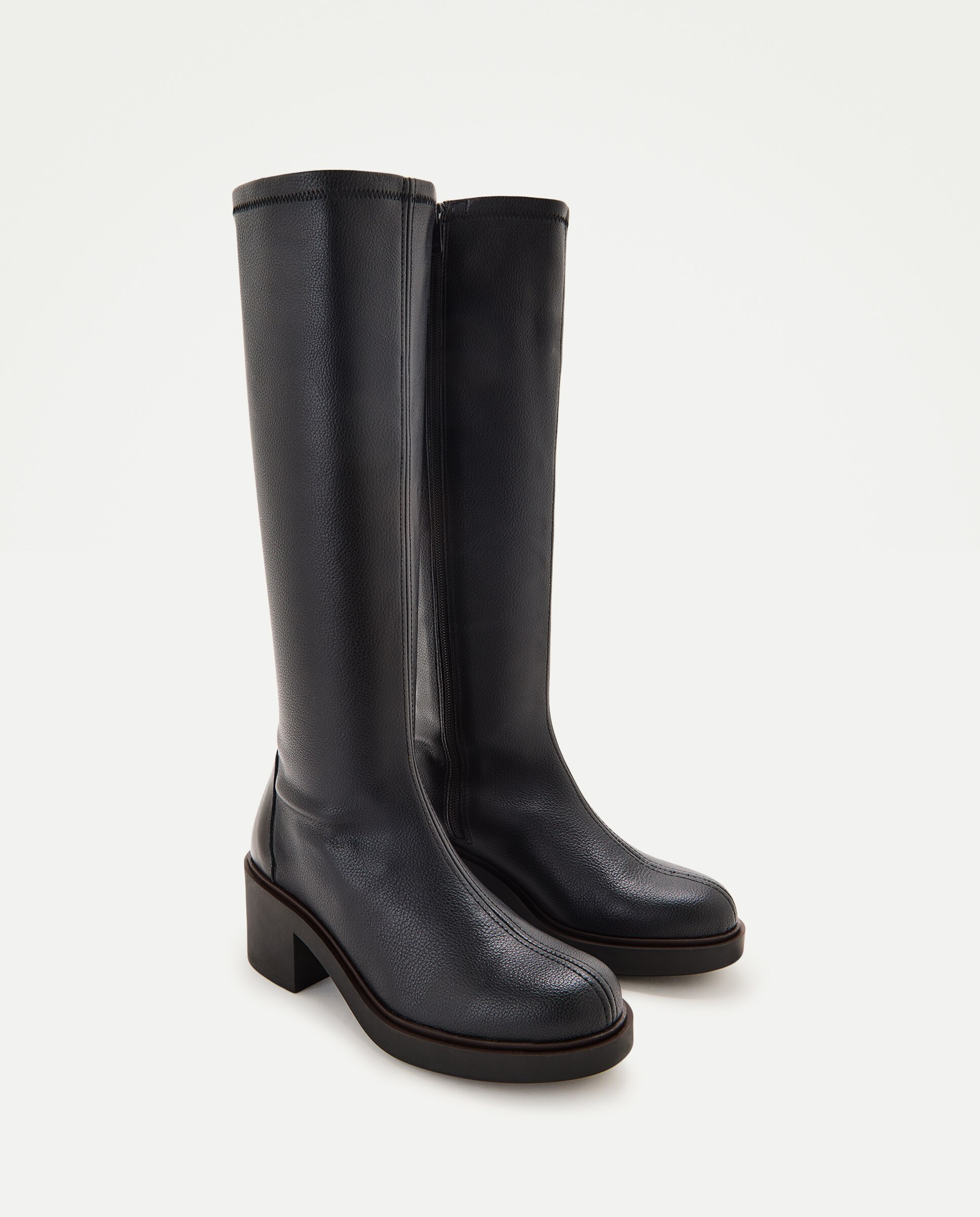 Bota tacón cuña de mujer elástico - LT Comfort - Negro Negro-2