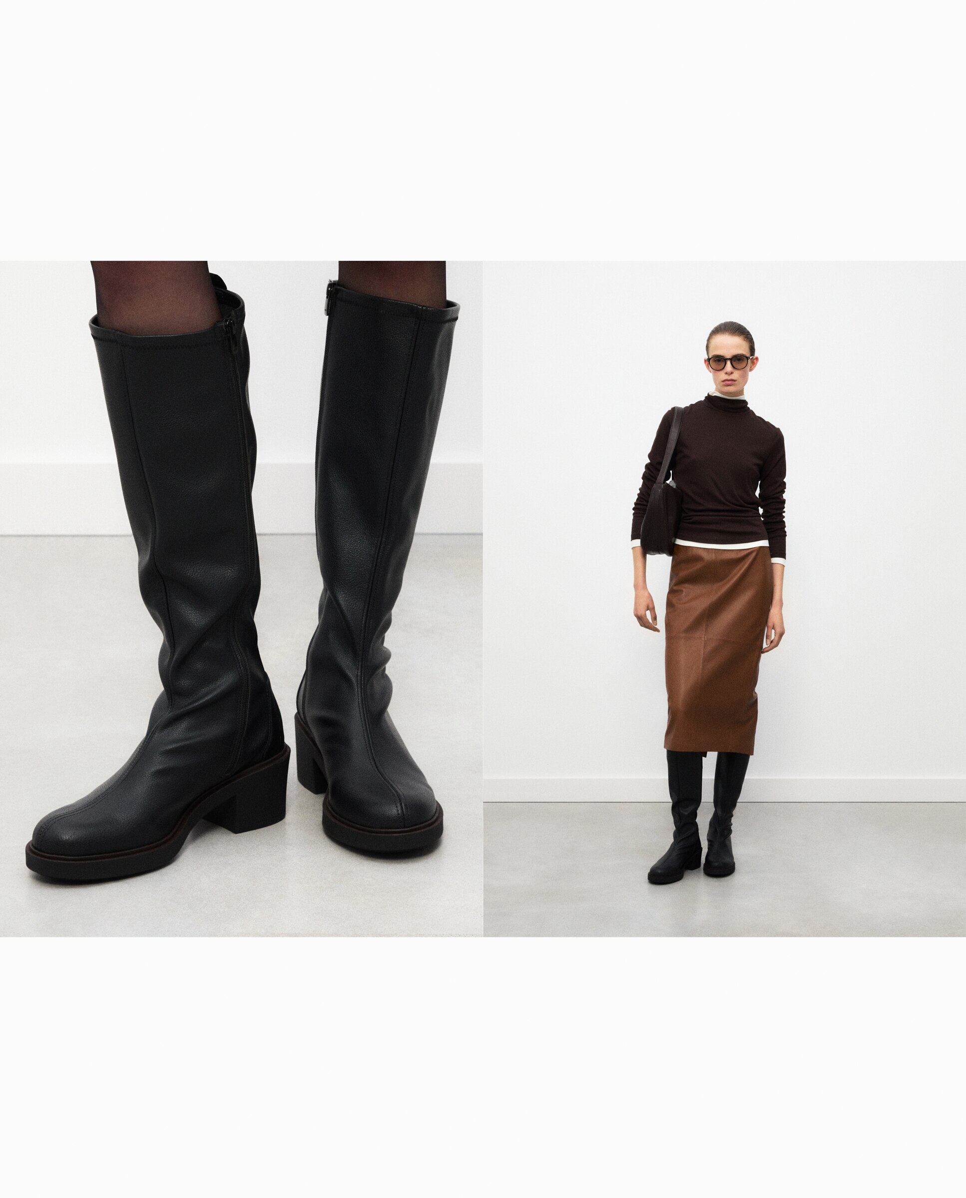 Bota tacón cuña de mujer elástico - LT Comfort - Negro Negro-5