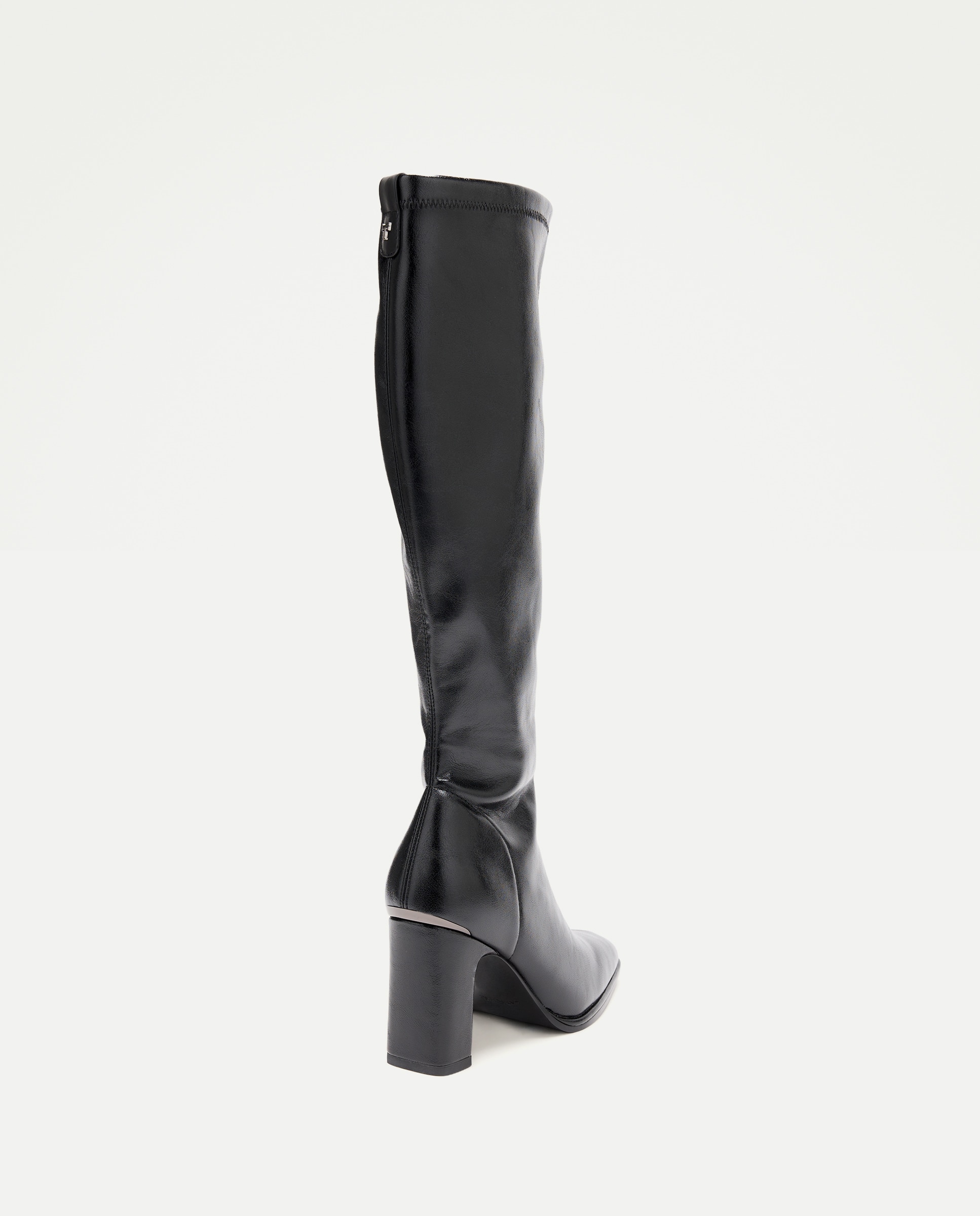 Botas de Salto com Elástico e Salto Alto Preto-3