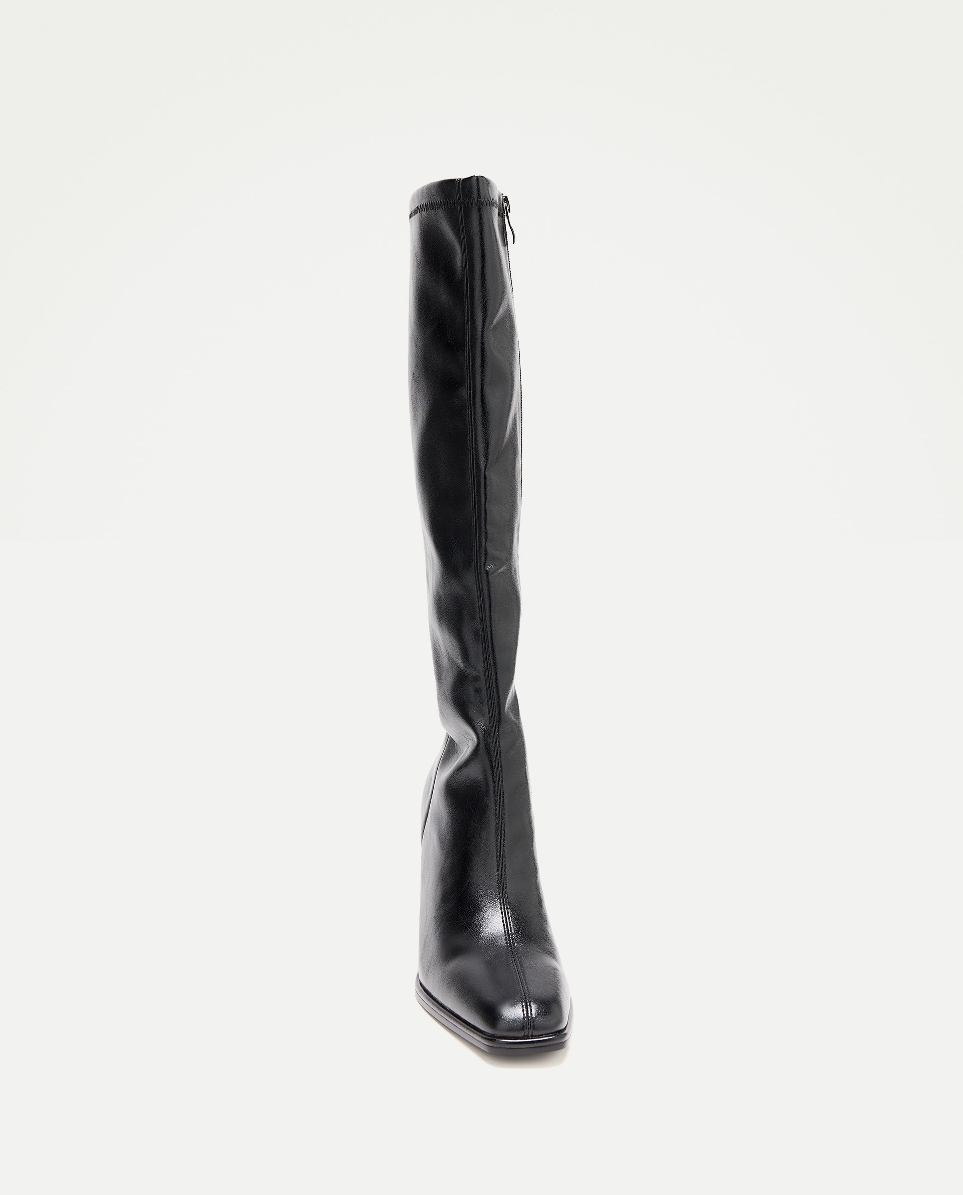 Botas de Salto com Elástico e Salto Alto Preto-4