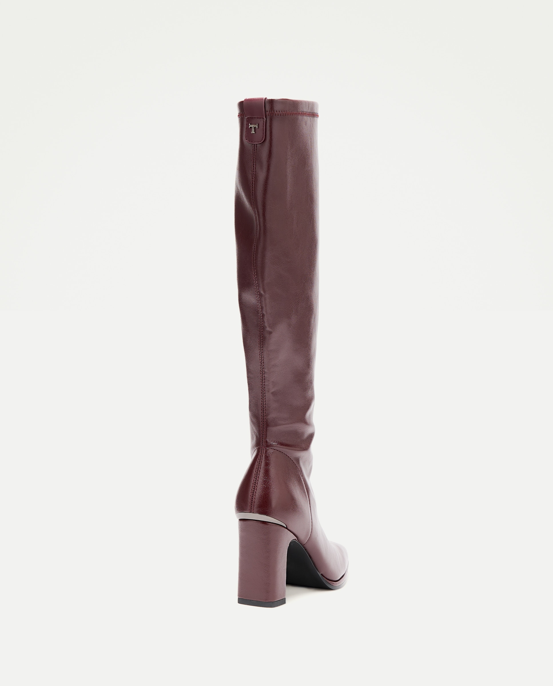 Botas de Salto com Elástico e Salto Alto Bordeaux-3