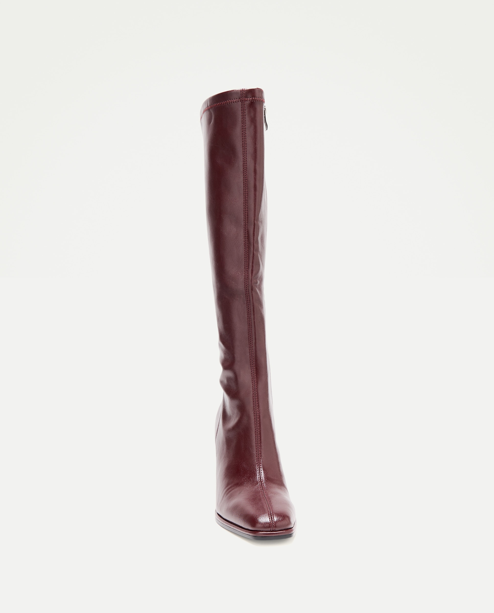 Botas de Salto com Elástico e Salto Alto Bordeaux-4