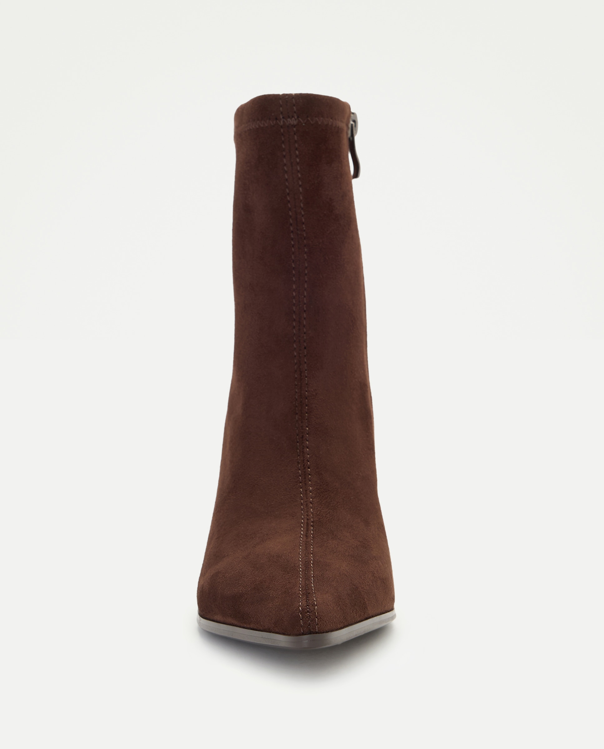 Botins Elásticos Clássicos com Salto Fino Castanho-4