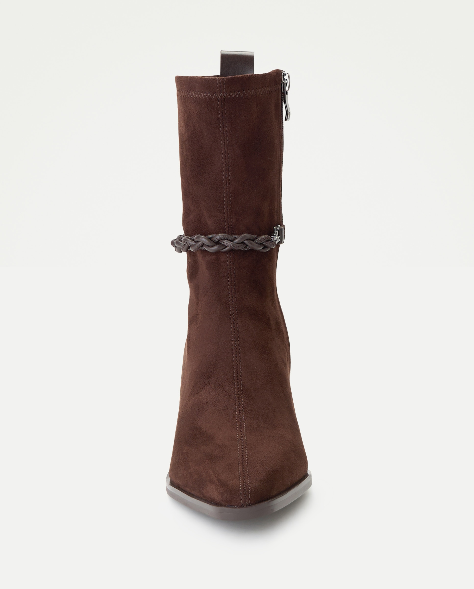 Botas Elásticas de Salto Tipo Cowboy com Adorno Castanho-4