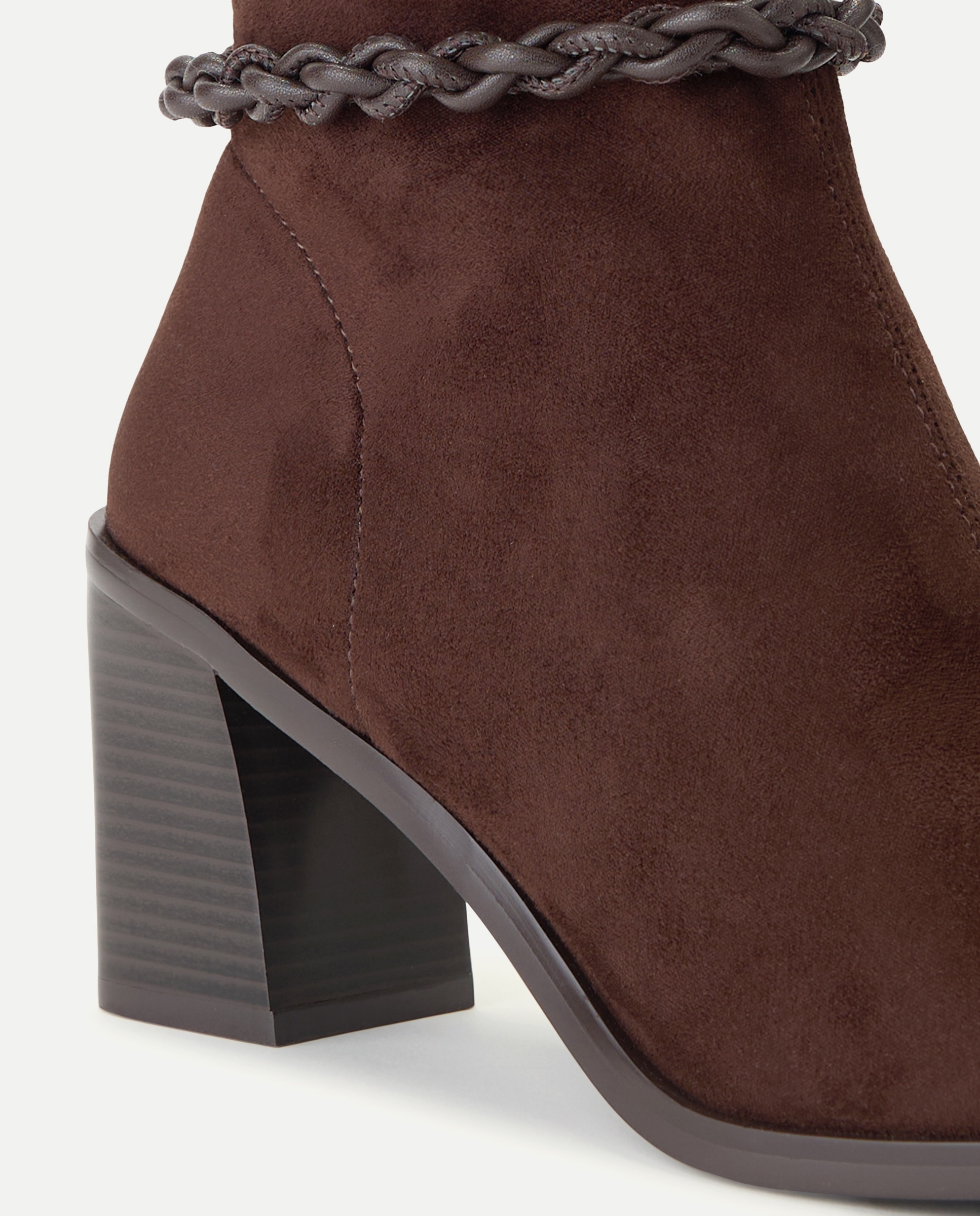 Botas Elásticas de Salto Tipo Cowboy com Adorno Castanho-5