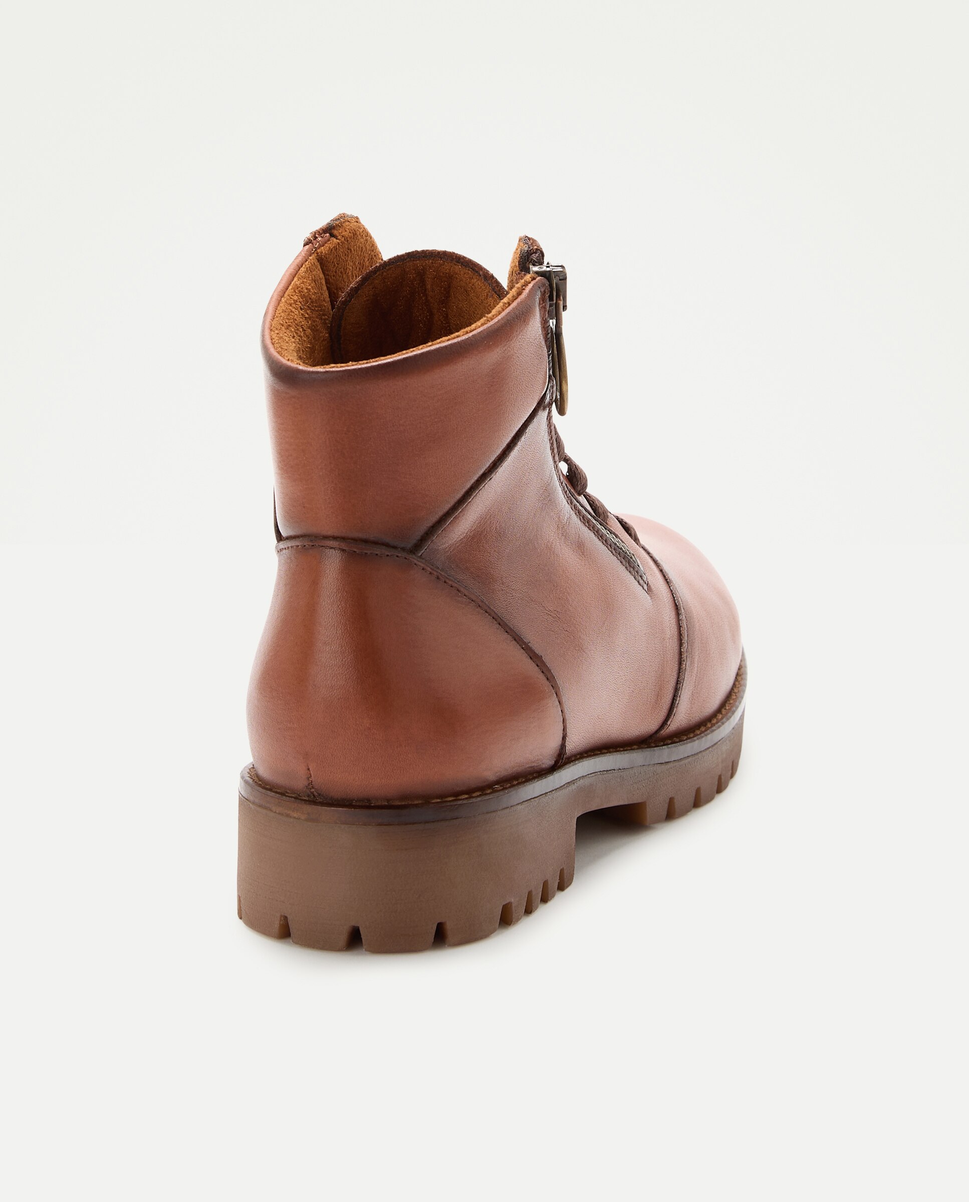 Botins Rasos com Atacadores e Fecho de Correr 730 Camel-3