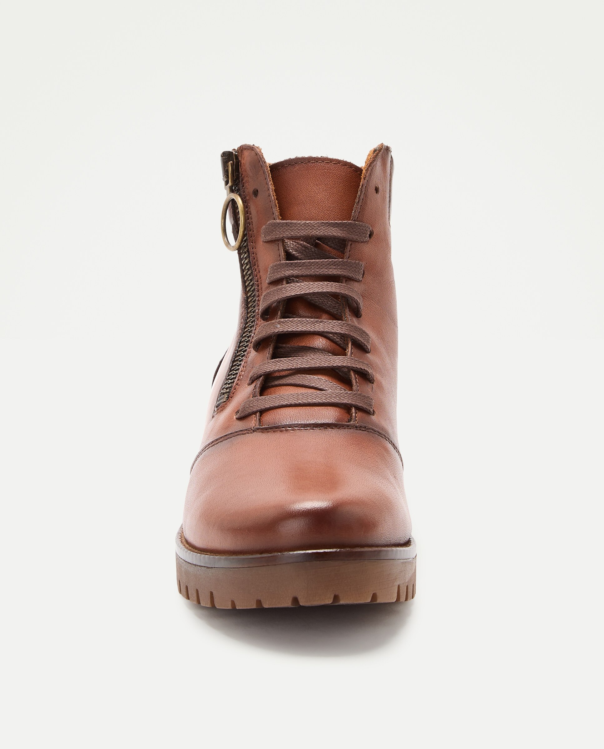 Botins Rasos com Atacadores e Fecho de Correr 730 Camel-4