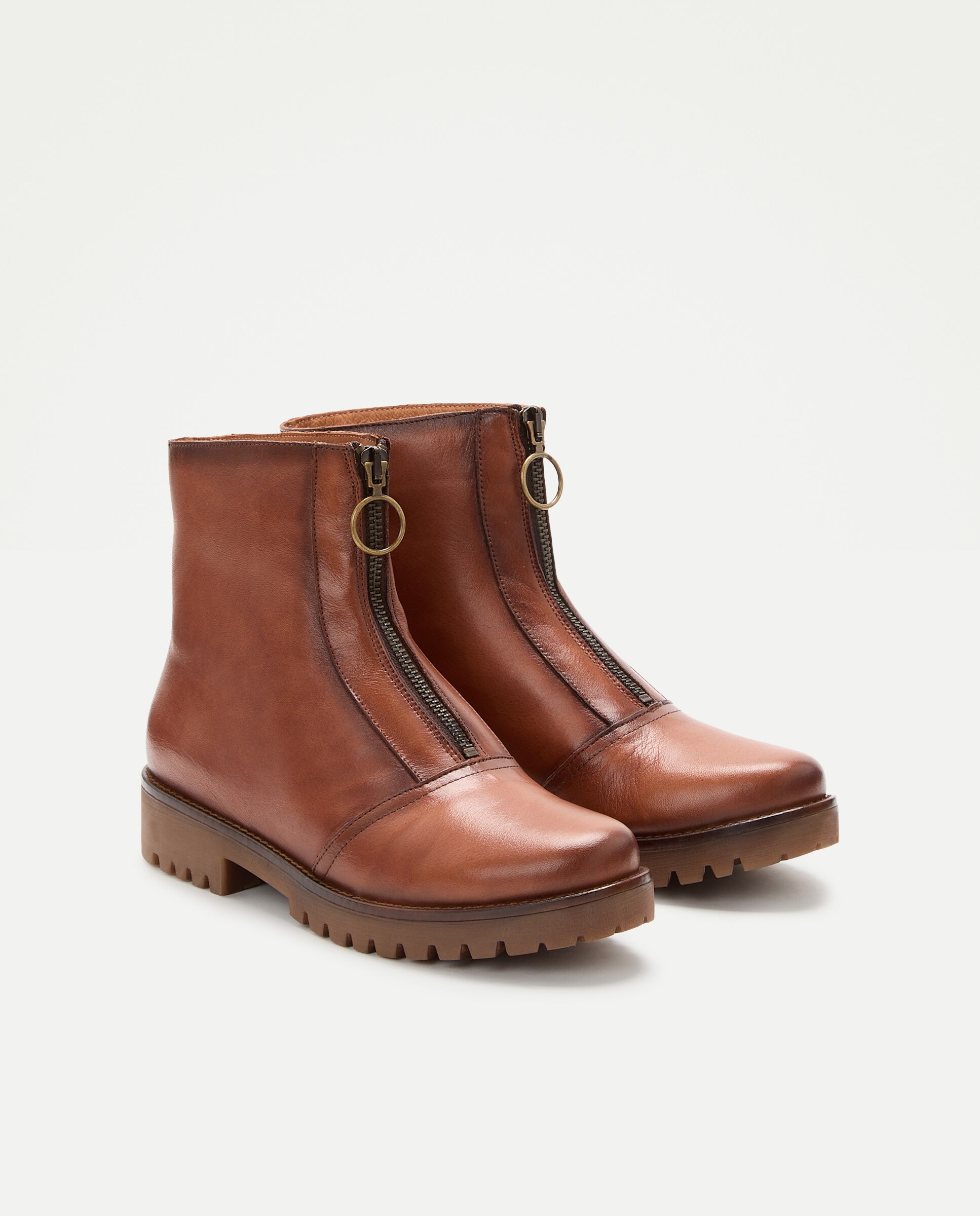 Botins de Salto com Fecho de Correr Central 730 Camel-2
