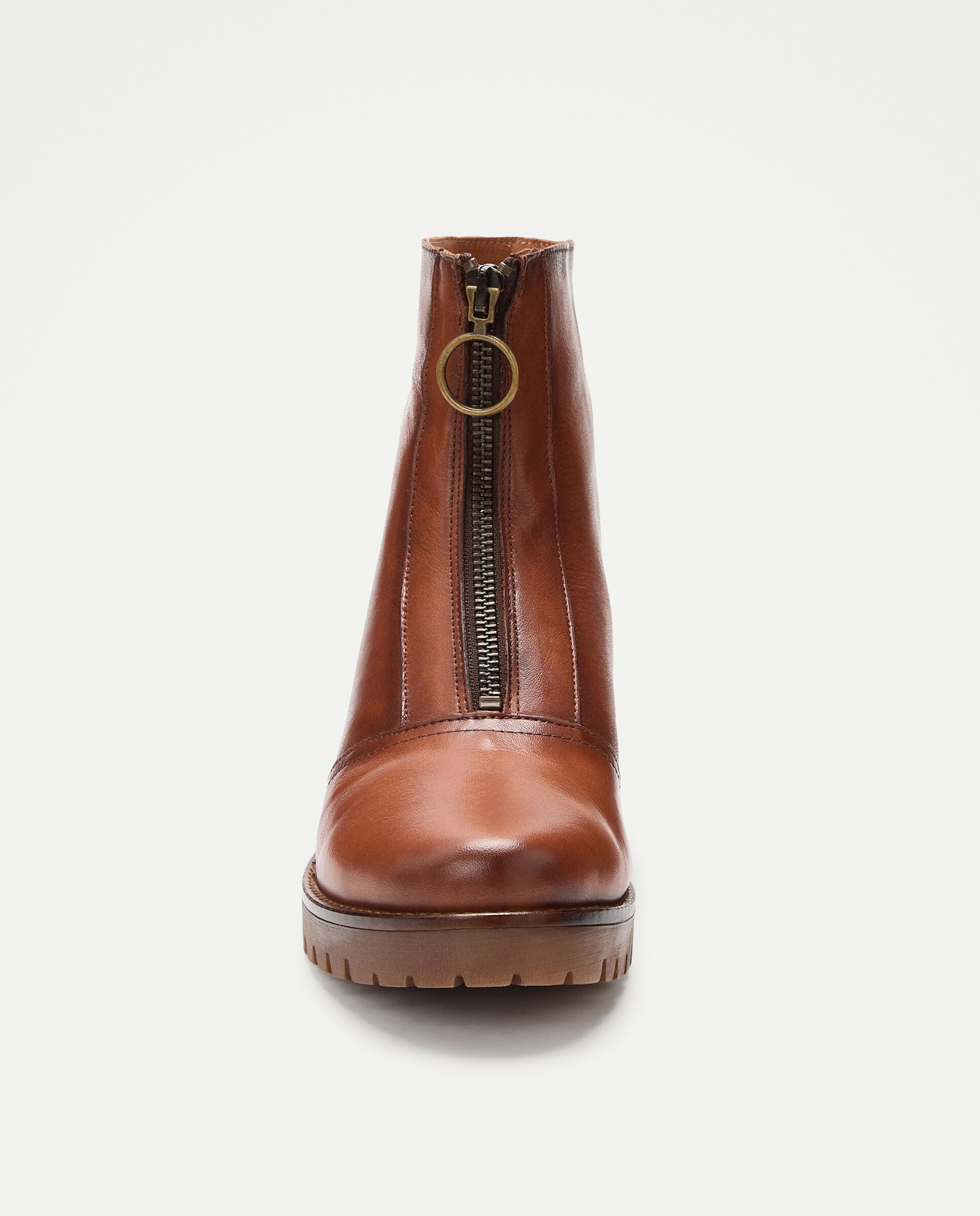 Botins de Salto com Fecho de Correr Central 730 Camel-4