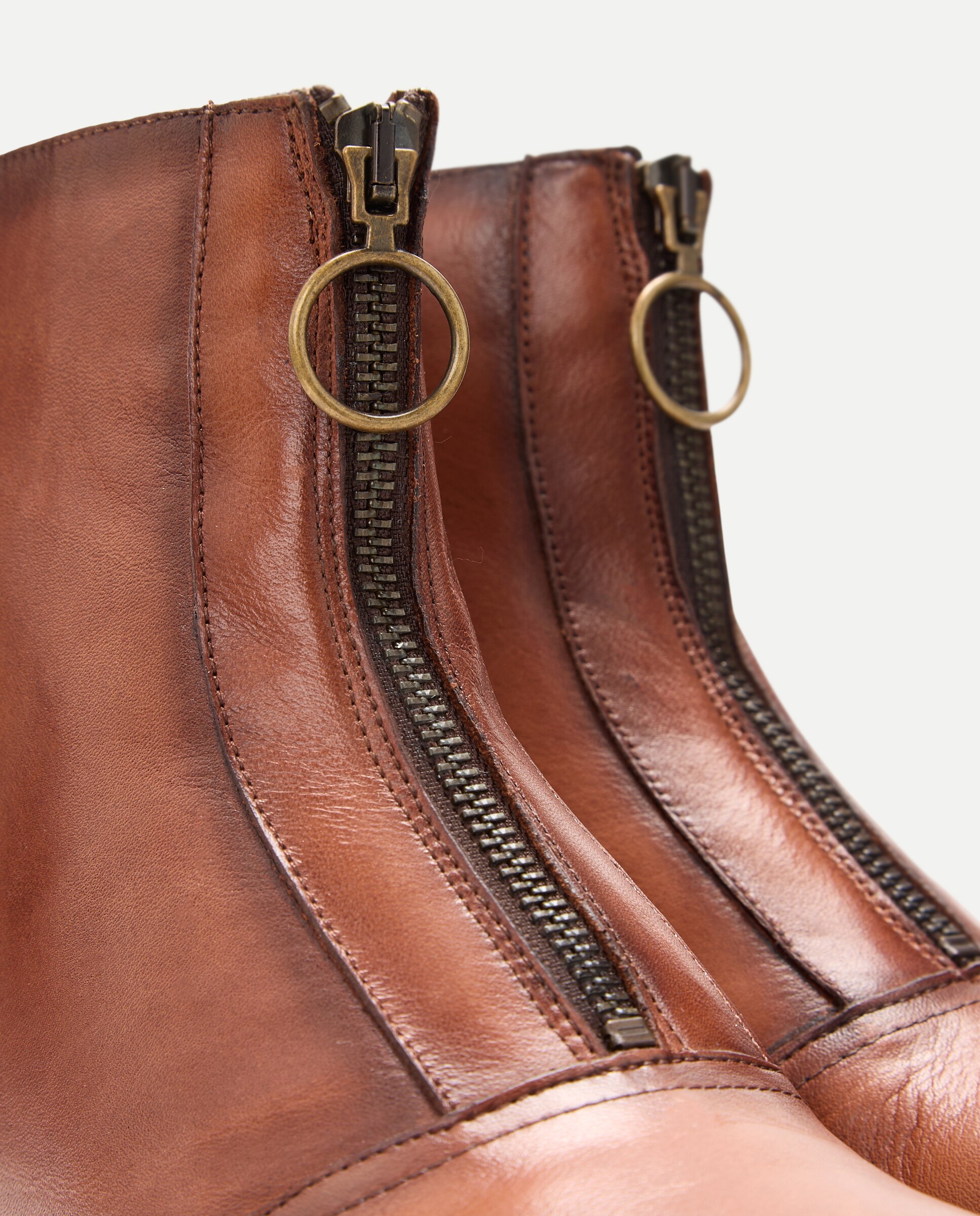 Botins de Salto com Fecho de Correr Central 730 Camel-5