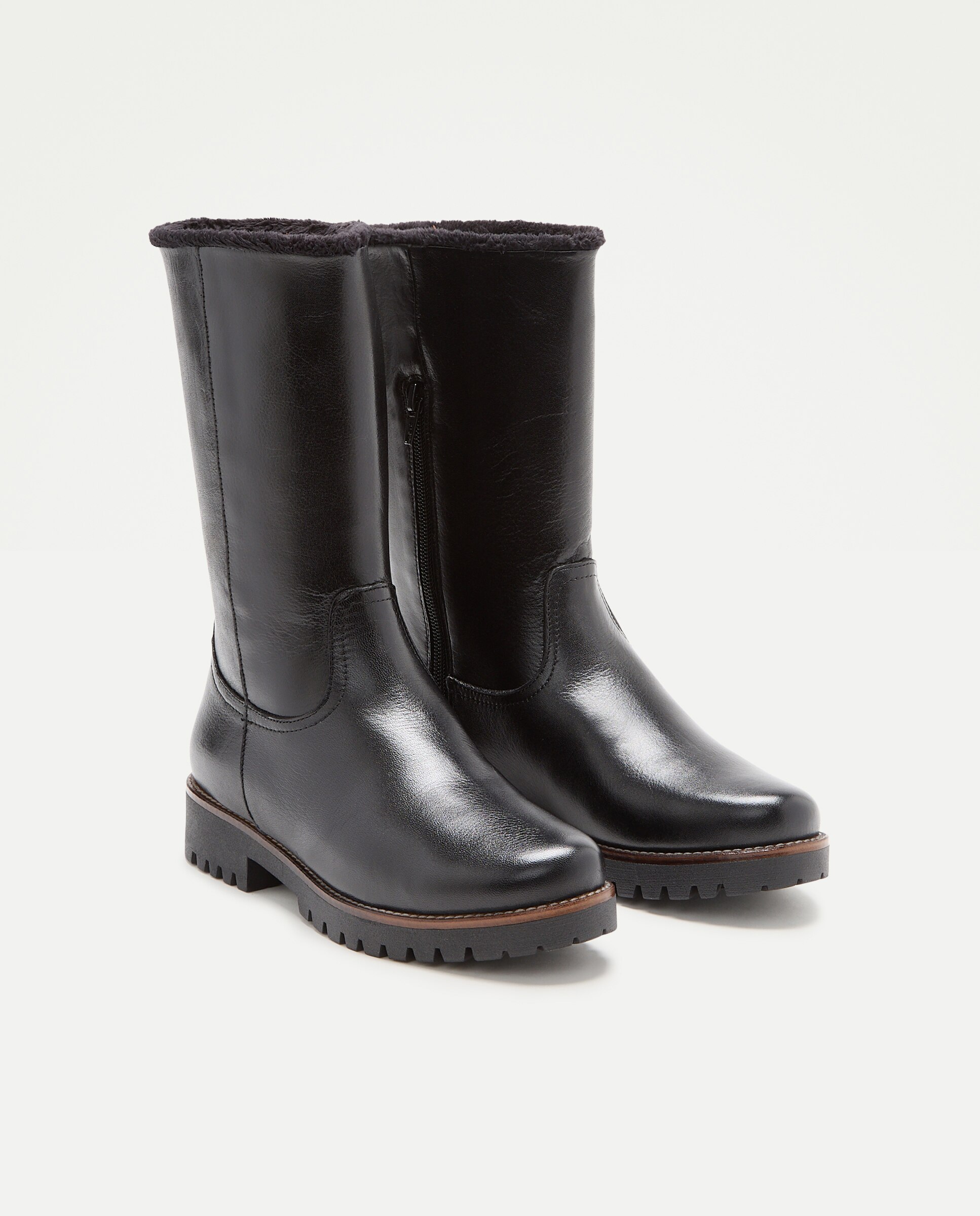 Botins de Salto com Pelo Preto-2