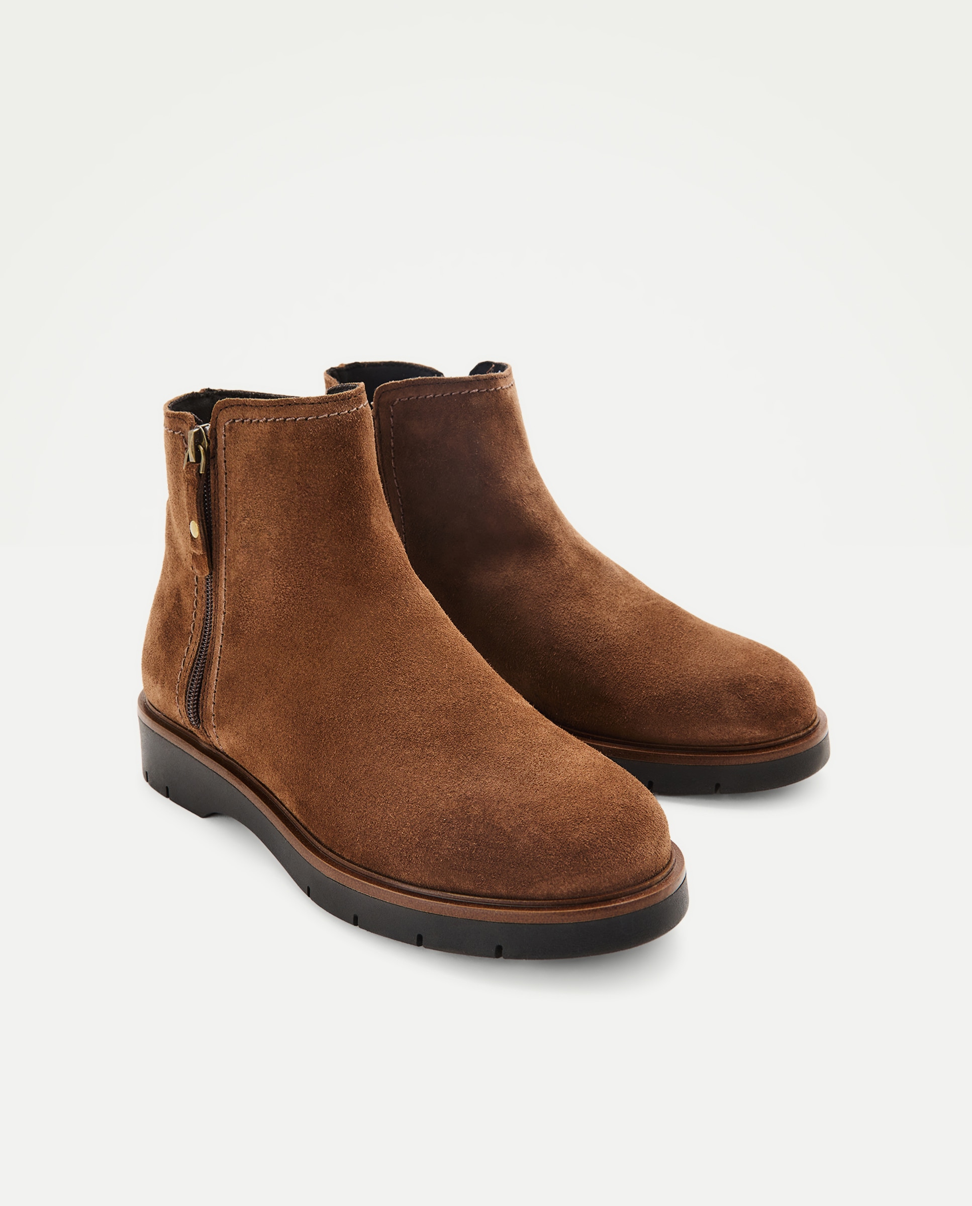 Botins Rasos com Fecho de Correr Lateral 740 Tabaco-2
