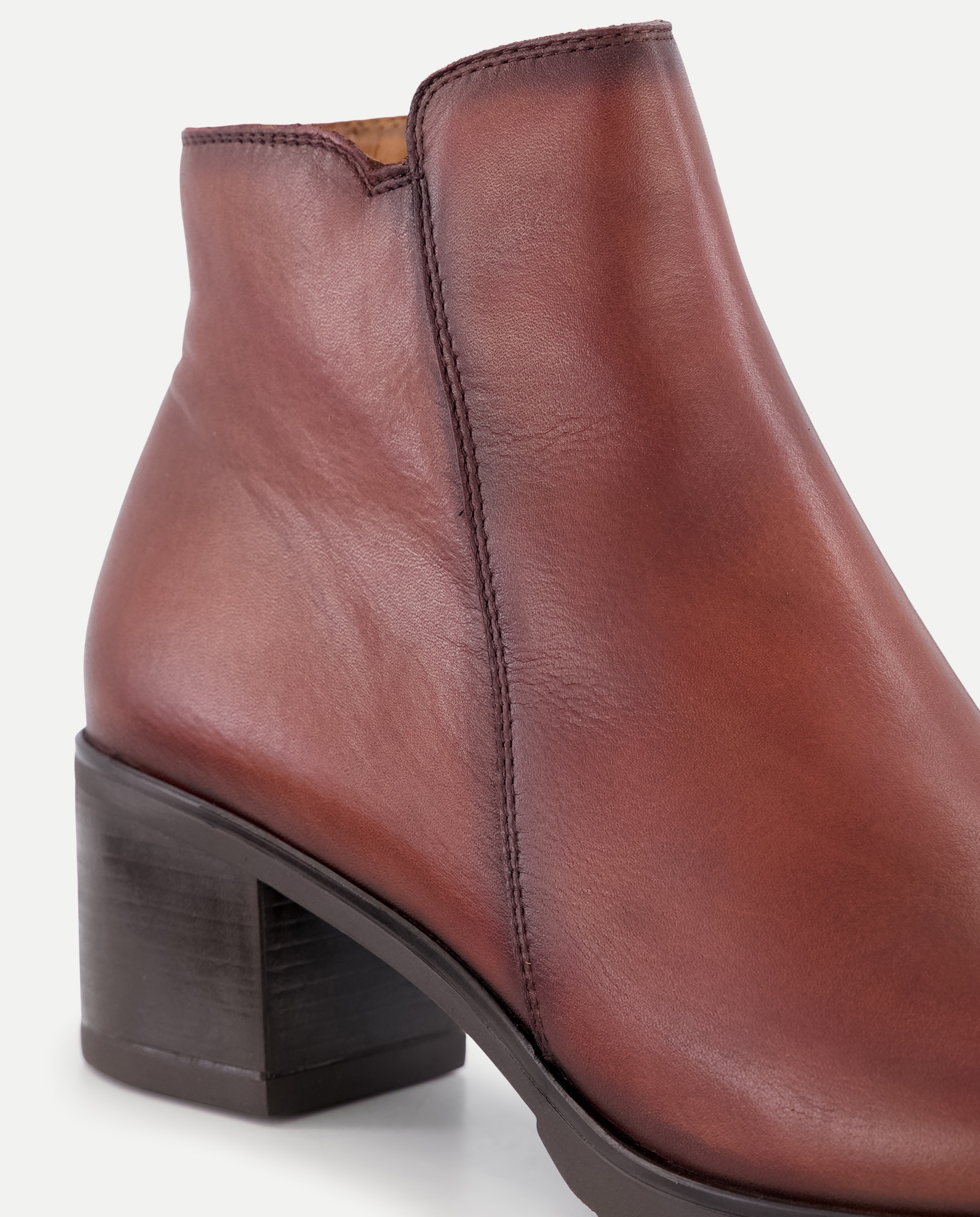 Botín de mujer de tacón liso esencial y piel vacuno - LT Comfort - Marrón Marrón-5