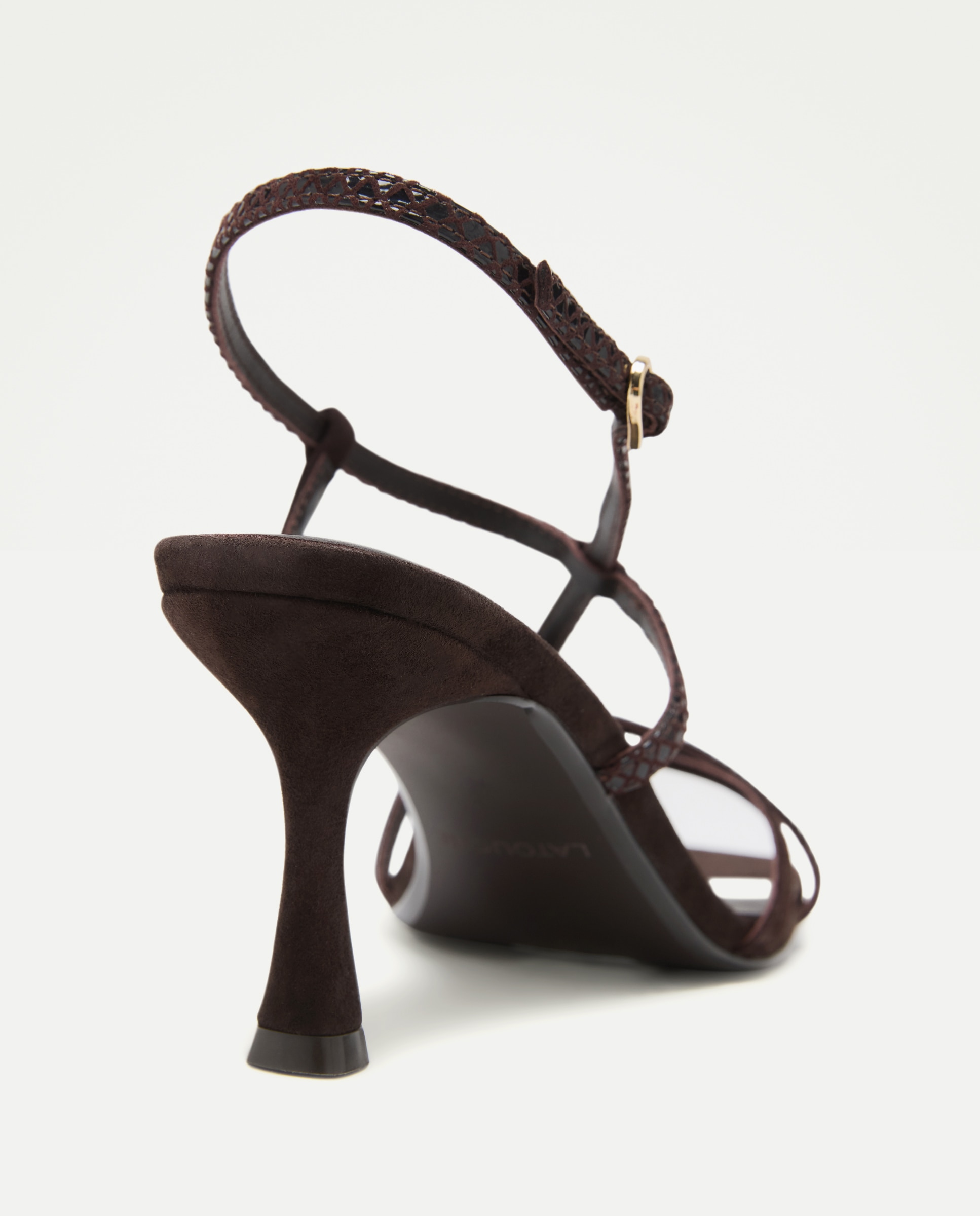 Sandalias de tacón de mujer con tiras cruzadas estilo cocktail - Latouche - Marrón Marrón-3