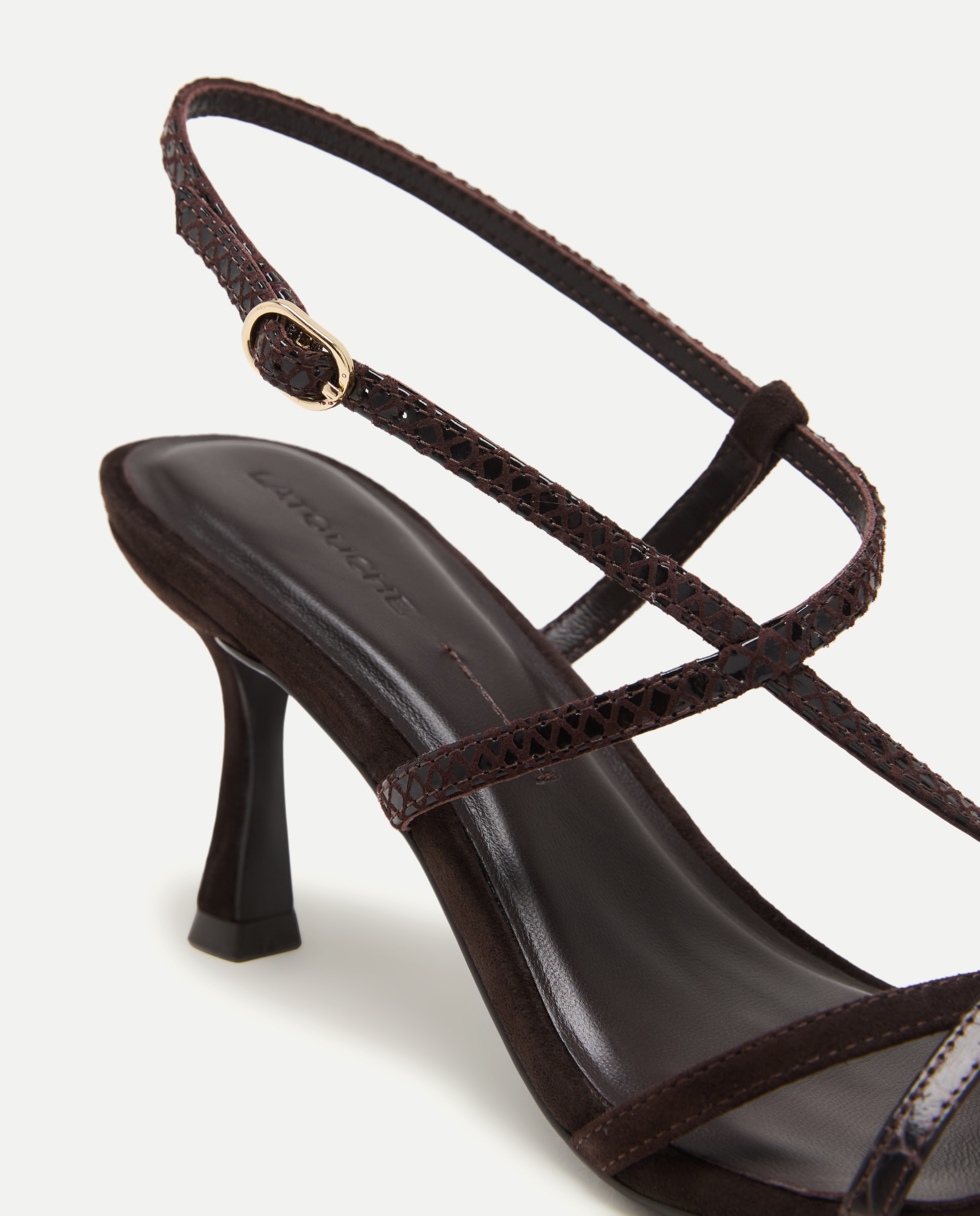Sandalias de tacón de mujer con tiras cruzadas estilo cocktail - Latouche - Marrón Marrón-5