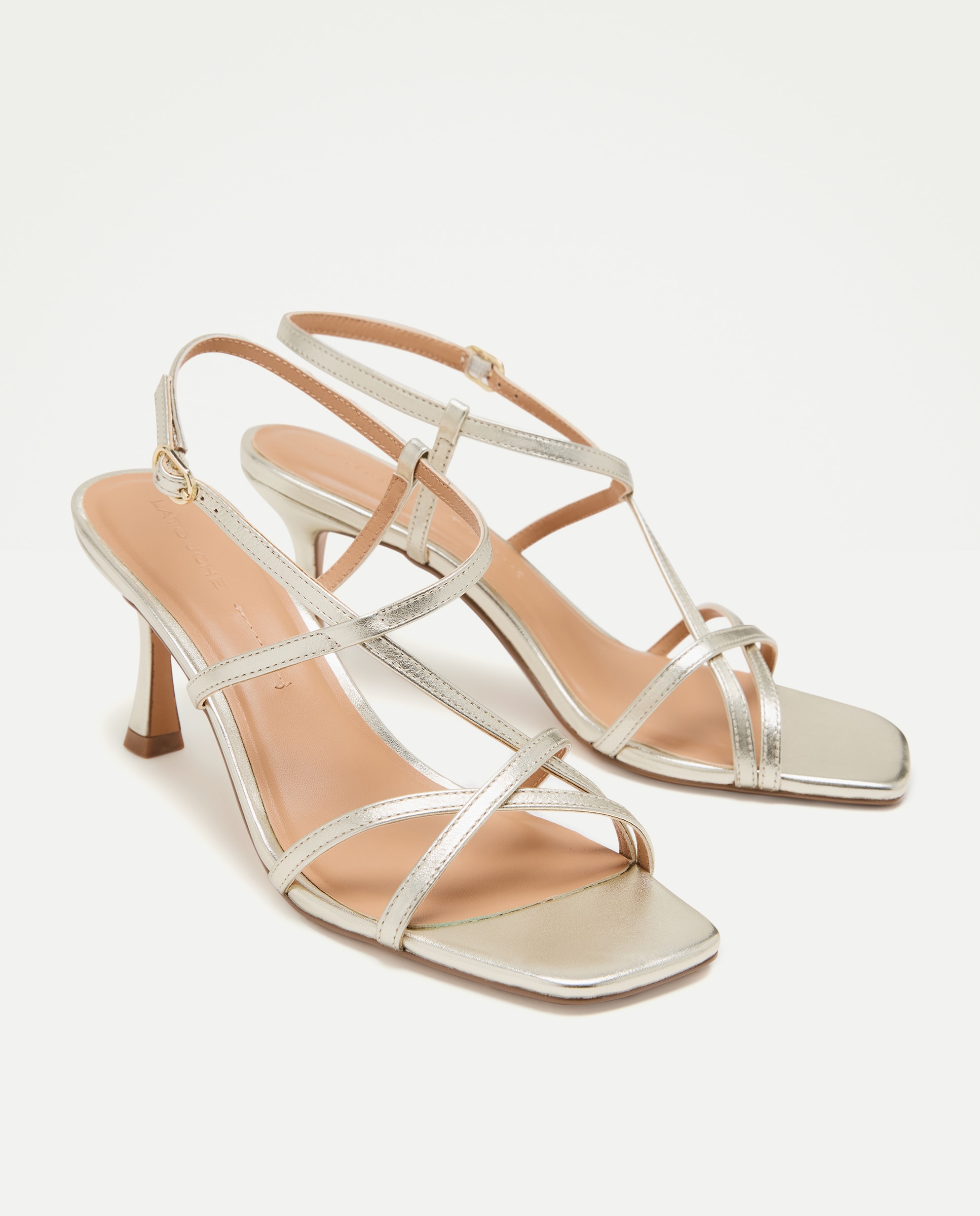 Sandalias de tacón de mujer con tiras cruzadas estilo cocktail - Latouche - 390 Oro 390 Oro-2