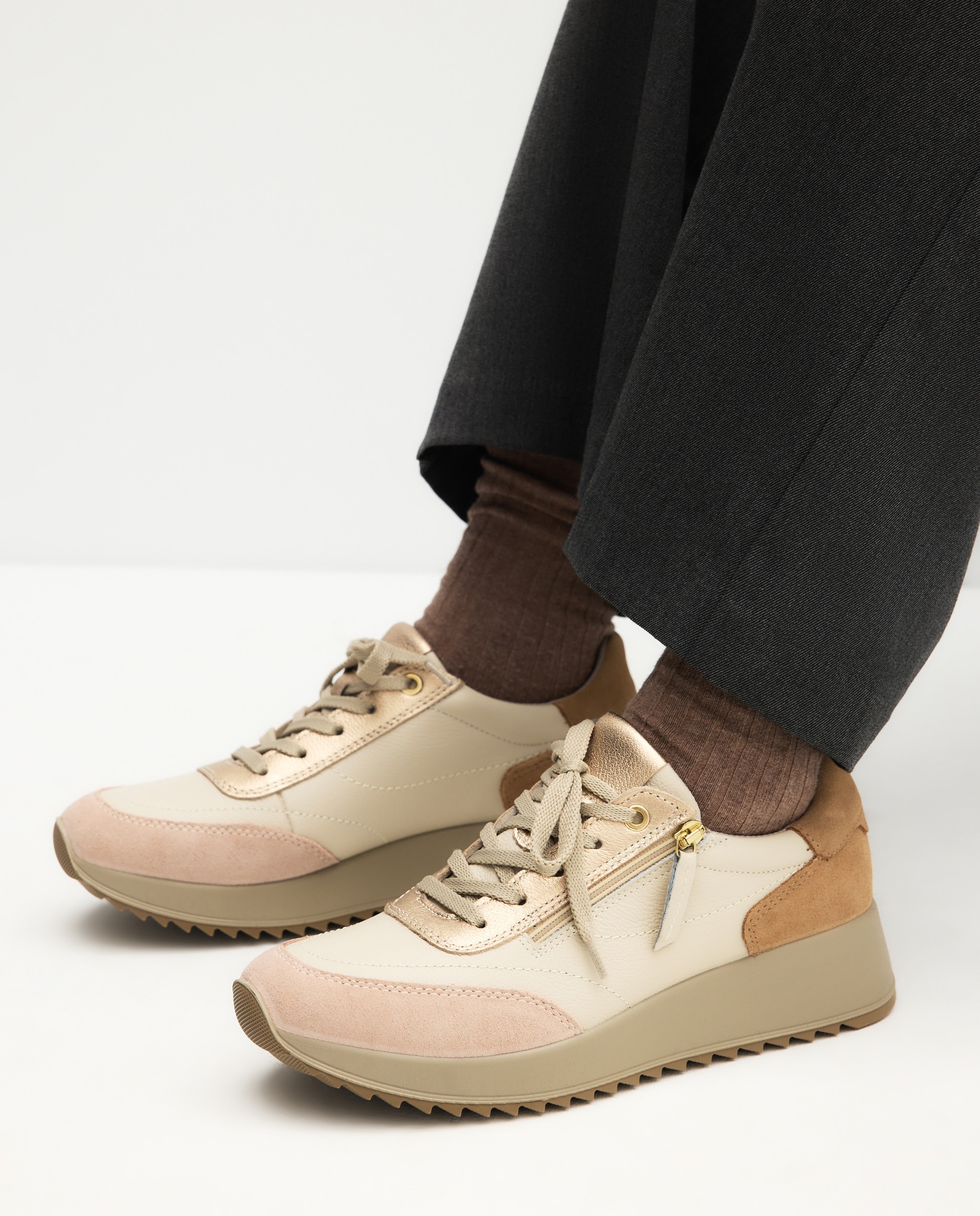 Deportivos running de mujer con cremallera - Latouche Comfort - Beige Beige-6