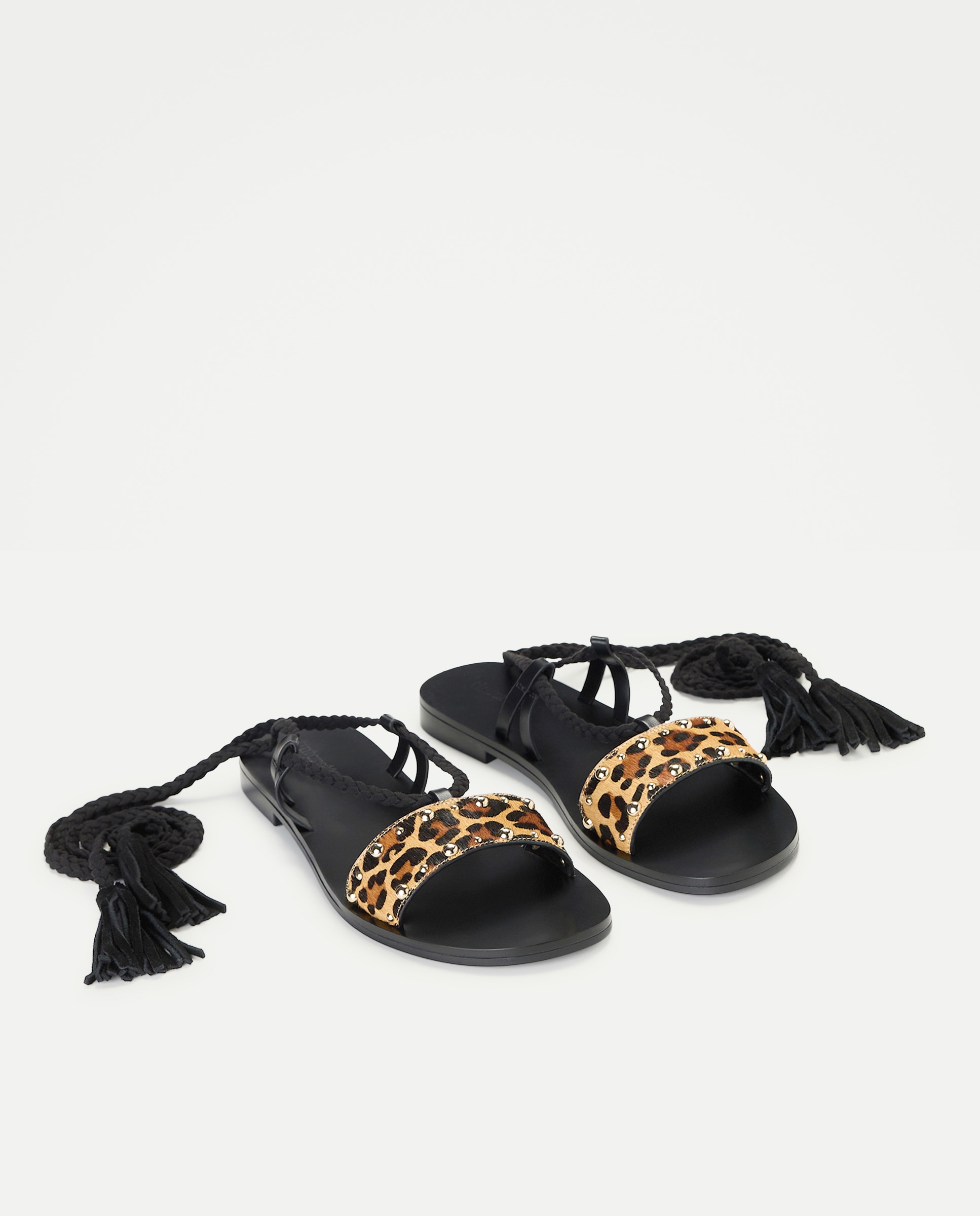 Imagen 2 de Sandalias planas de mujer con estampado leopardo y tachas - Tintoretto - Marrón Marrón