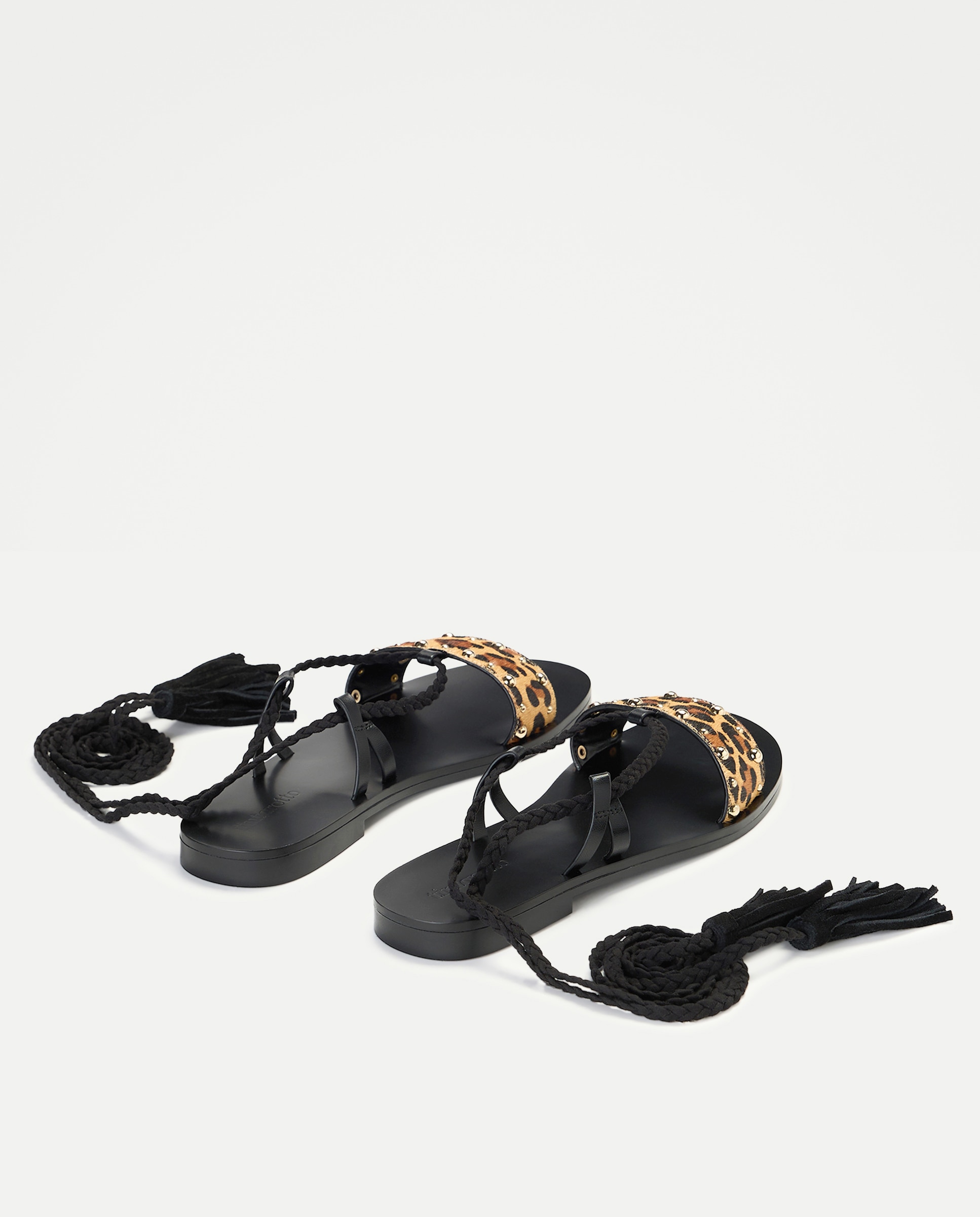Imagen 3 de Sandalias planas de mujer con estampado leopardo y tachas - Tintoretto - Marrón Marrón