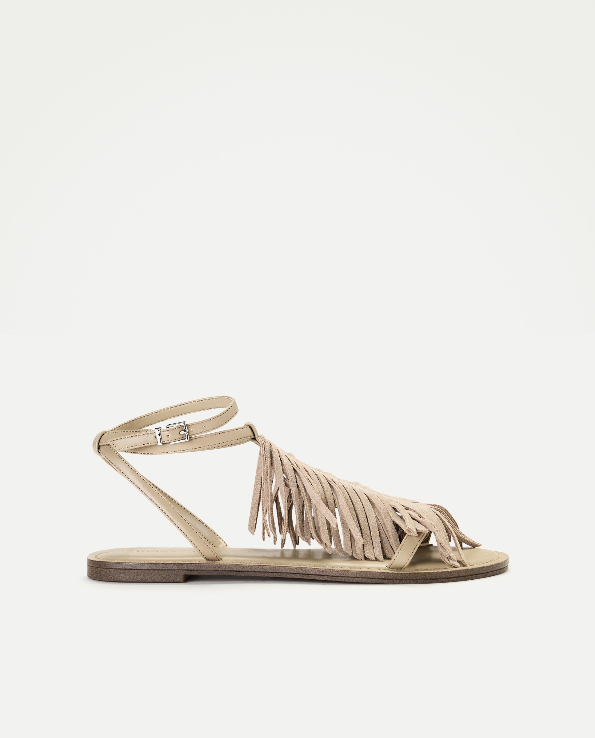Tintoretto - Sandalias planas con flecos en empeine.
