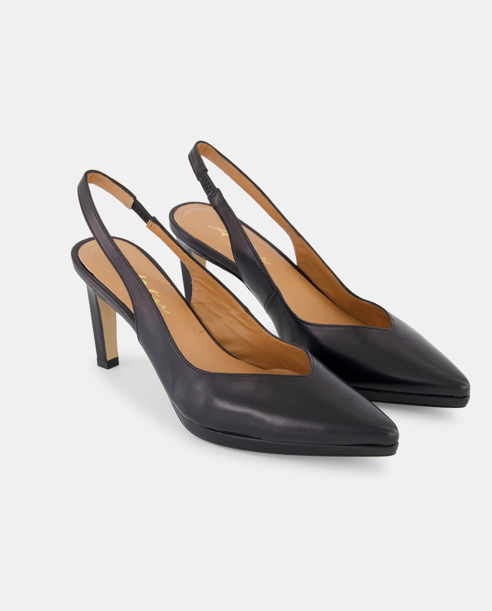 Sapatos Tipo Mules com Cunha Preto-2