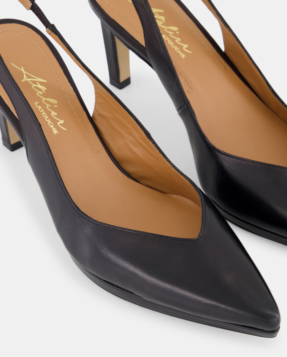 Sapatos Tipo Mules com Cunha Preto-5