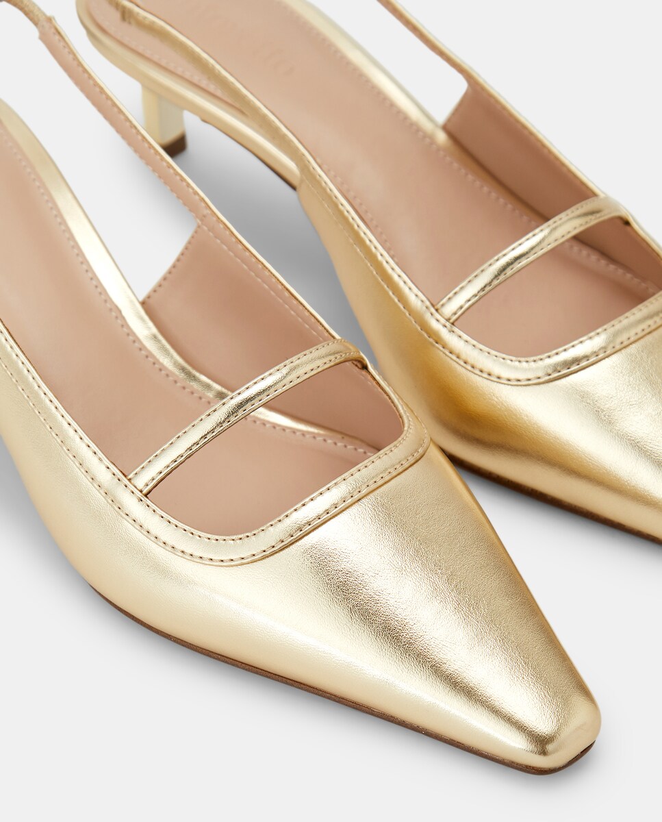 Sapatos de Salto Tipo Tacão 390 Ouro-5