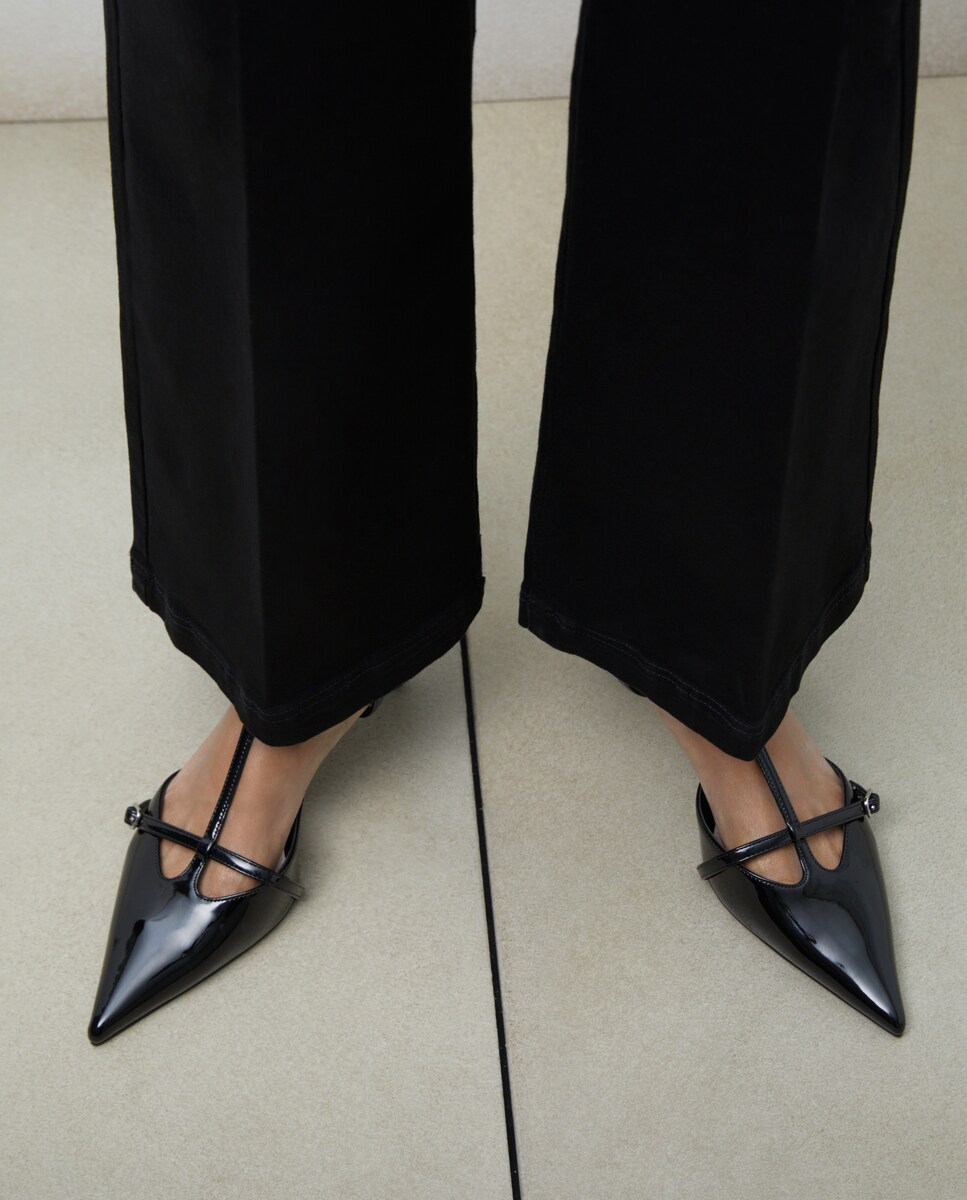 Sapatos de Salto Tipo Mules Preto-6