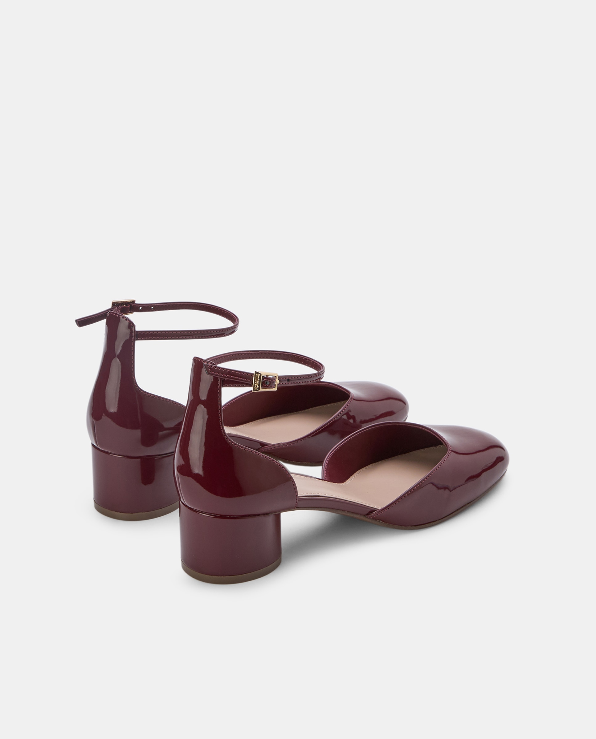 Sapatos de salto redondo e pala no calcanhar Bordeaux-3