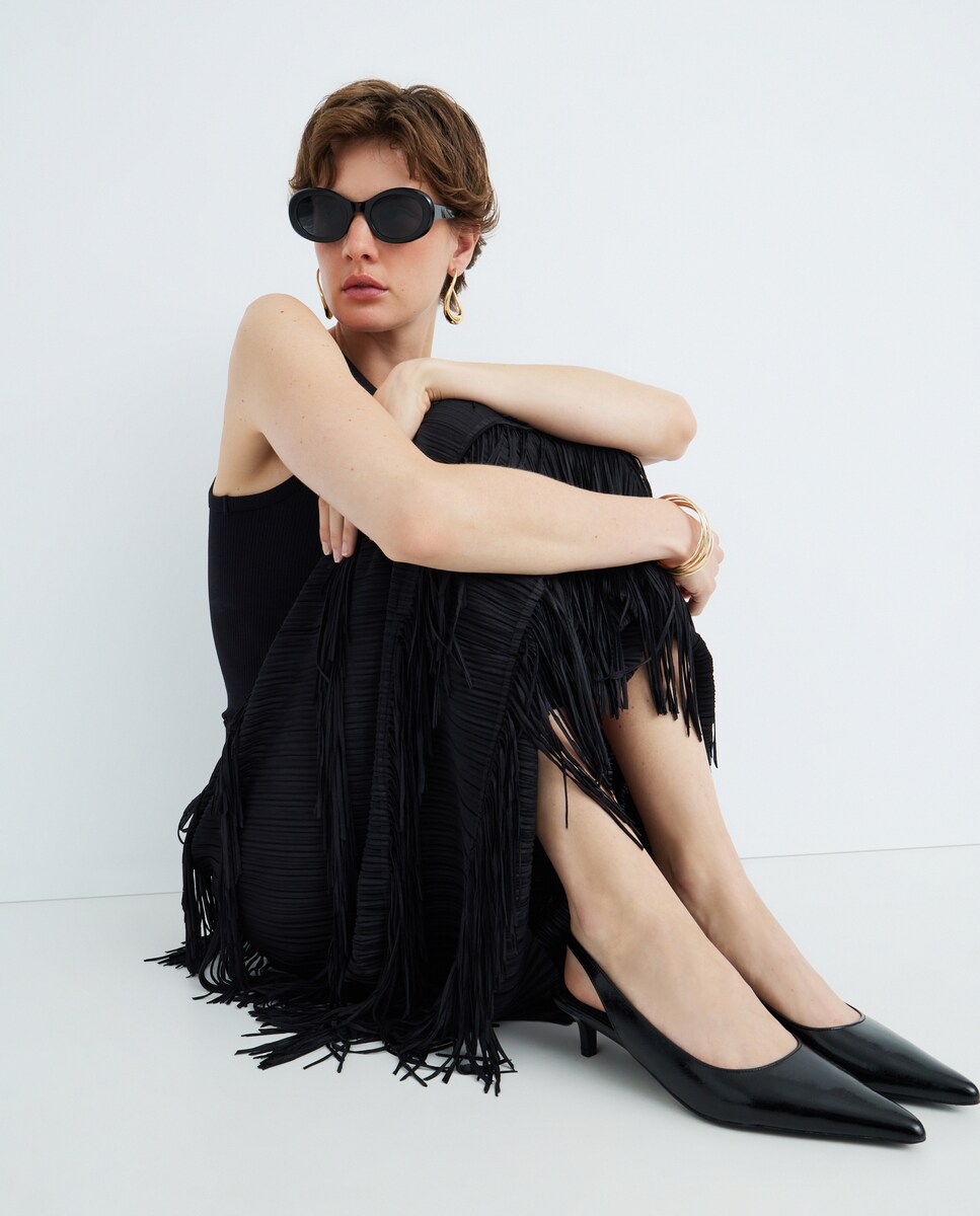 Sapatos de Salto Tipo Mules Preto-6