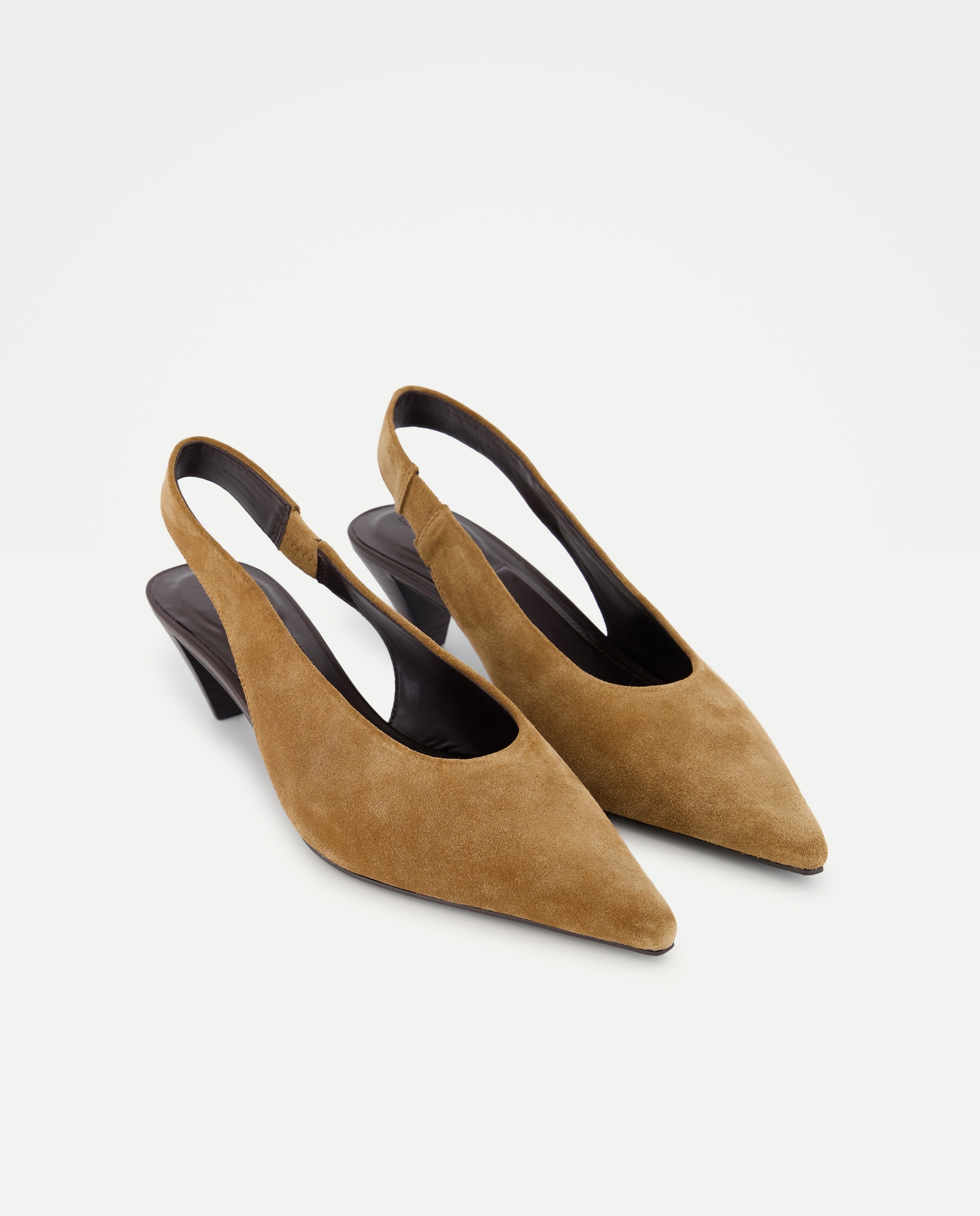 Sapatos de Salto Tipo Mules Piramidais 730 Camel-2