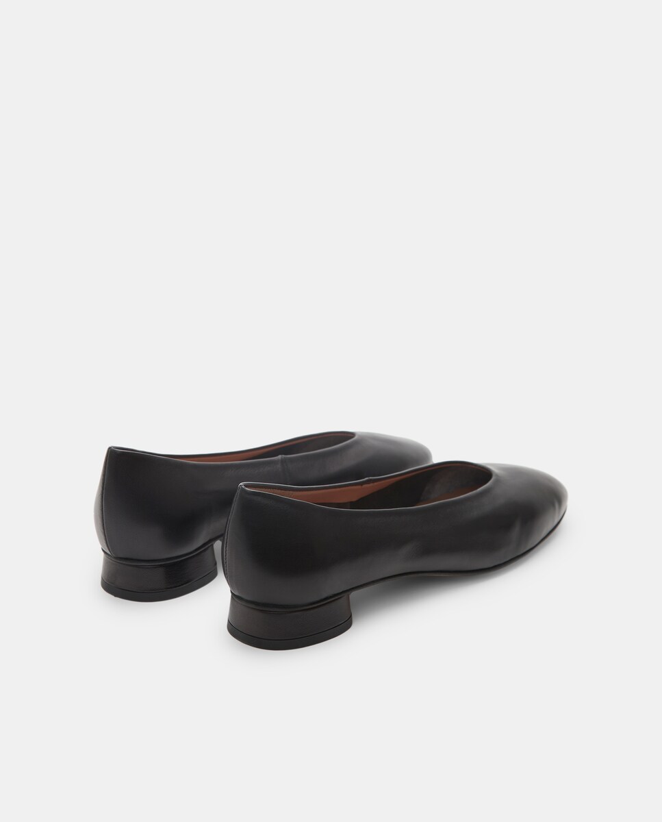 Sapatos Rasos com Salto e sem Forro Preto-3