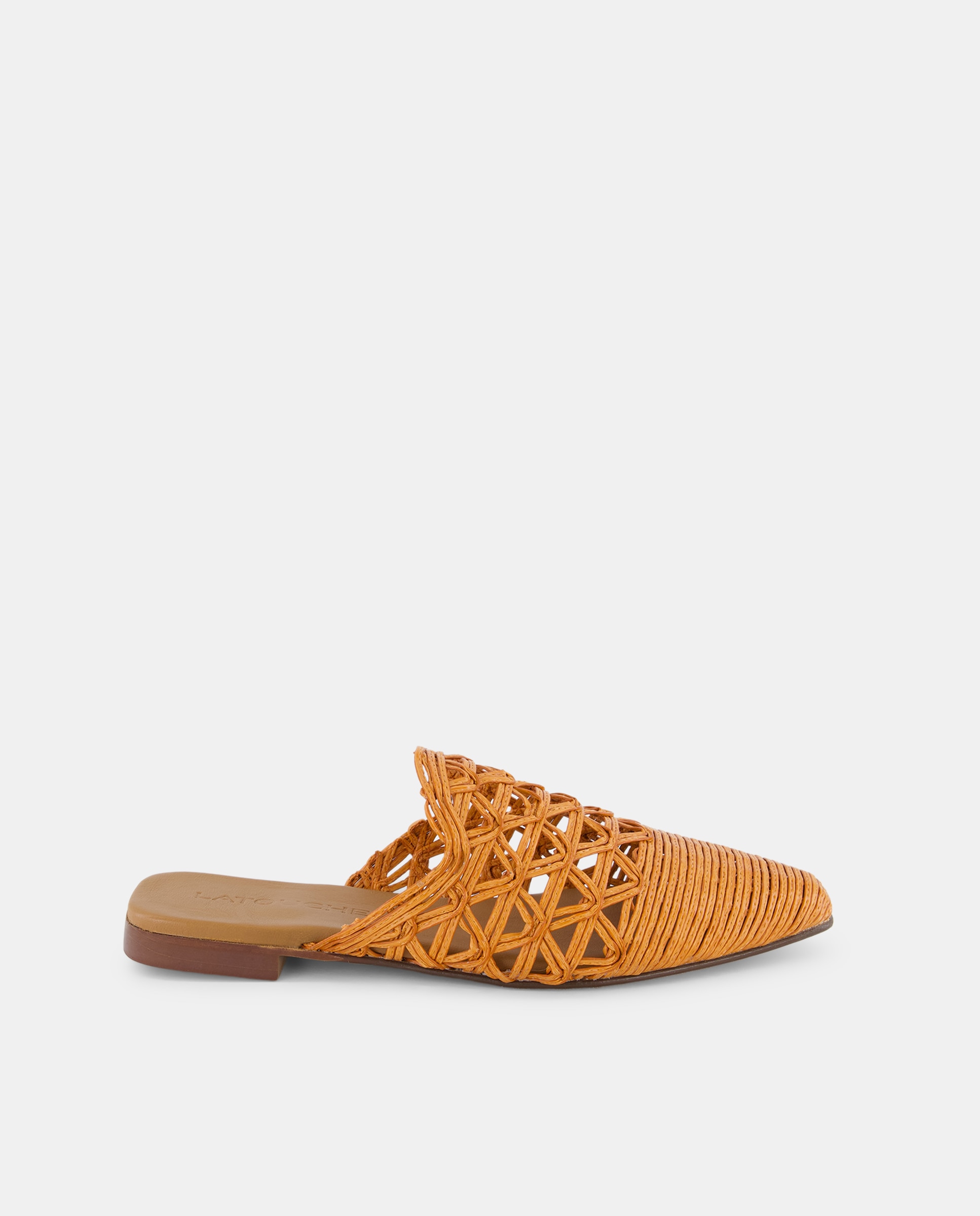 Sapatos Rasos Tipo Babuchas de Ráfia Laranja-queimado-1