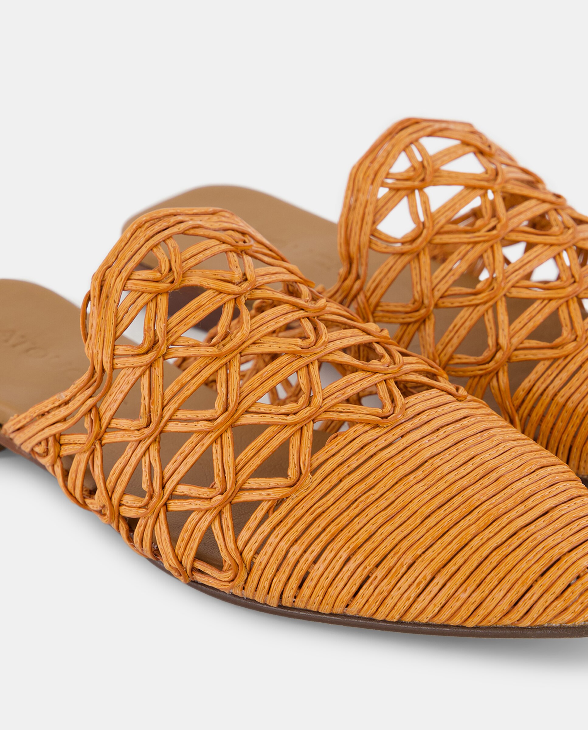 Sapatos Rasos Tipo Babuchas de Ráfia Laranja-queimado-5