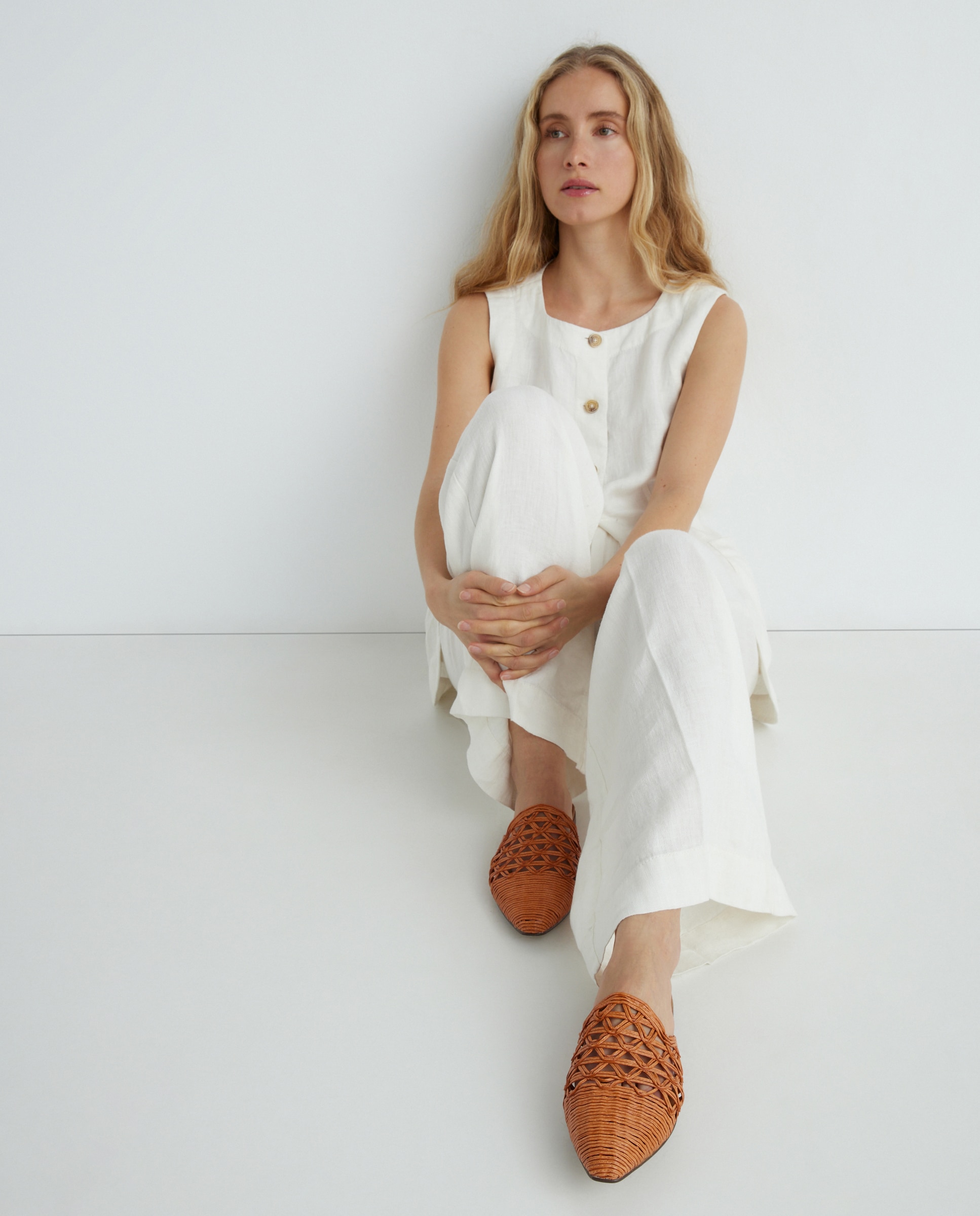 Sapatos Rasos Tipo Babuchas de Ráfia Laranja-queimado-6