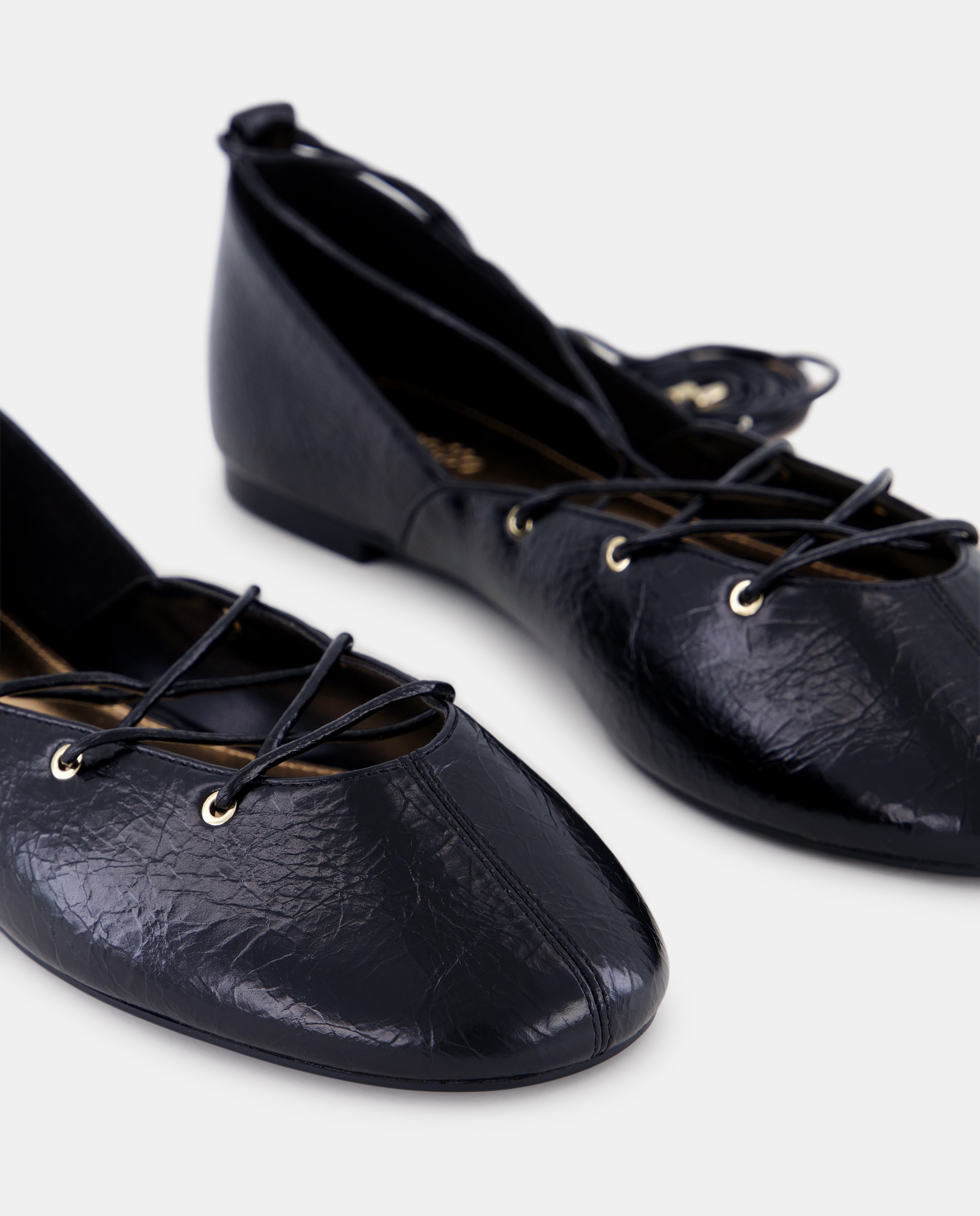 Sapatos Rasos Tipo Sabrinas Preto-5