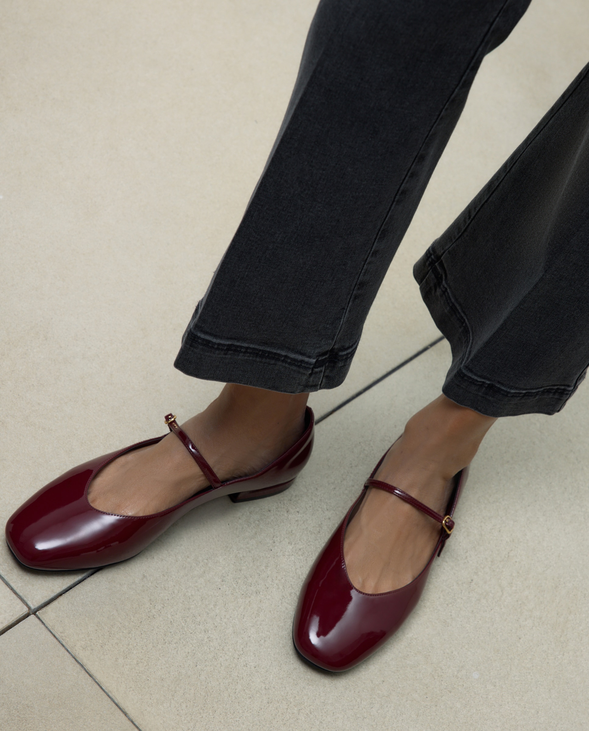 Sapatos Rasos com Pulseira Bordeaux-6