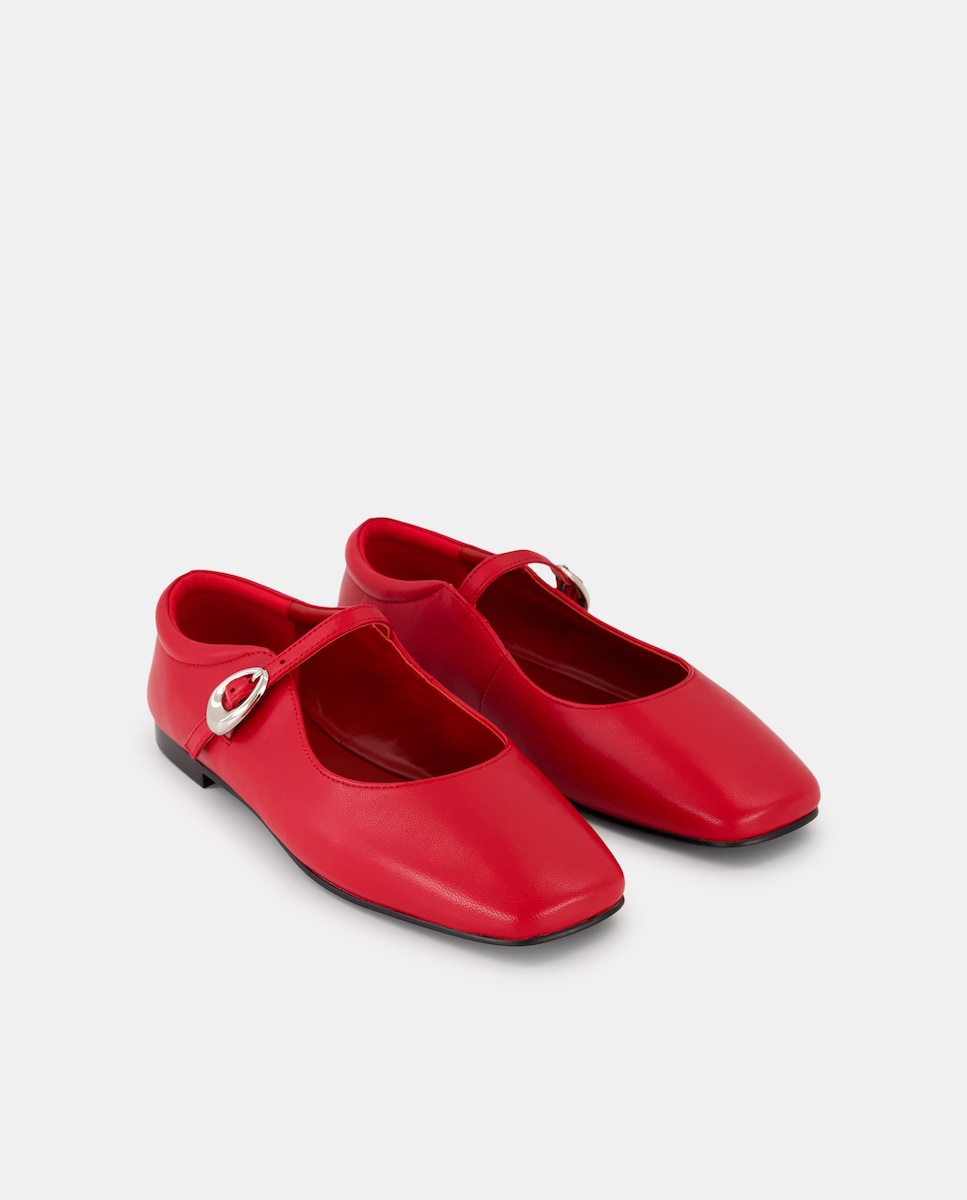 Sapatos Rasos com Pulseira Essencial 600 Vermelho-2